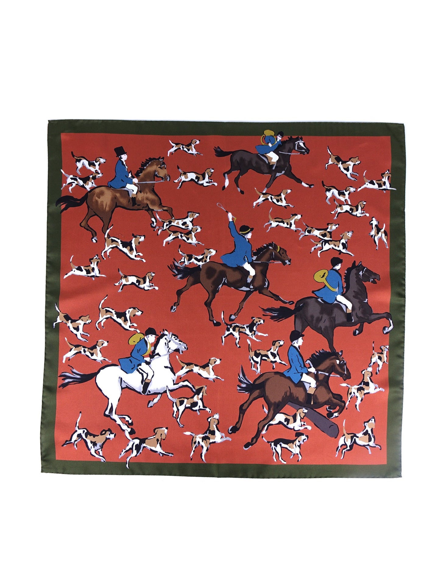 Rust Foulard 70x70cm in Printed Silk HORSES