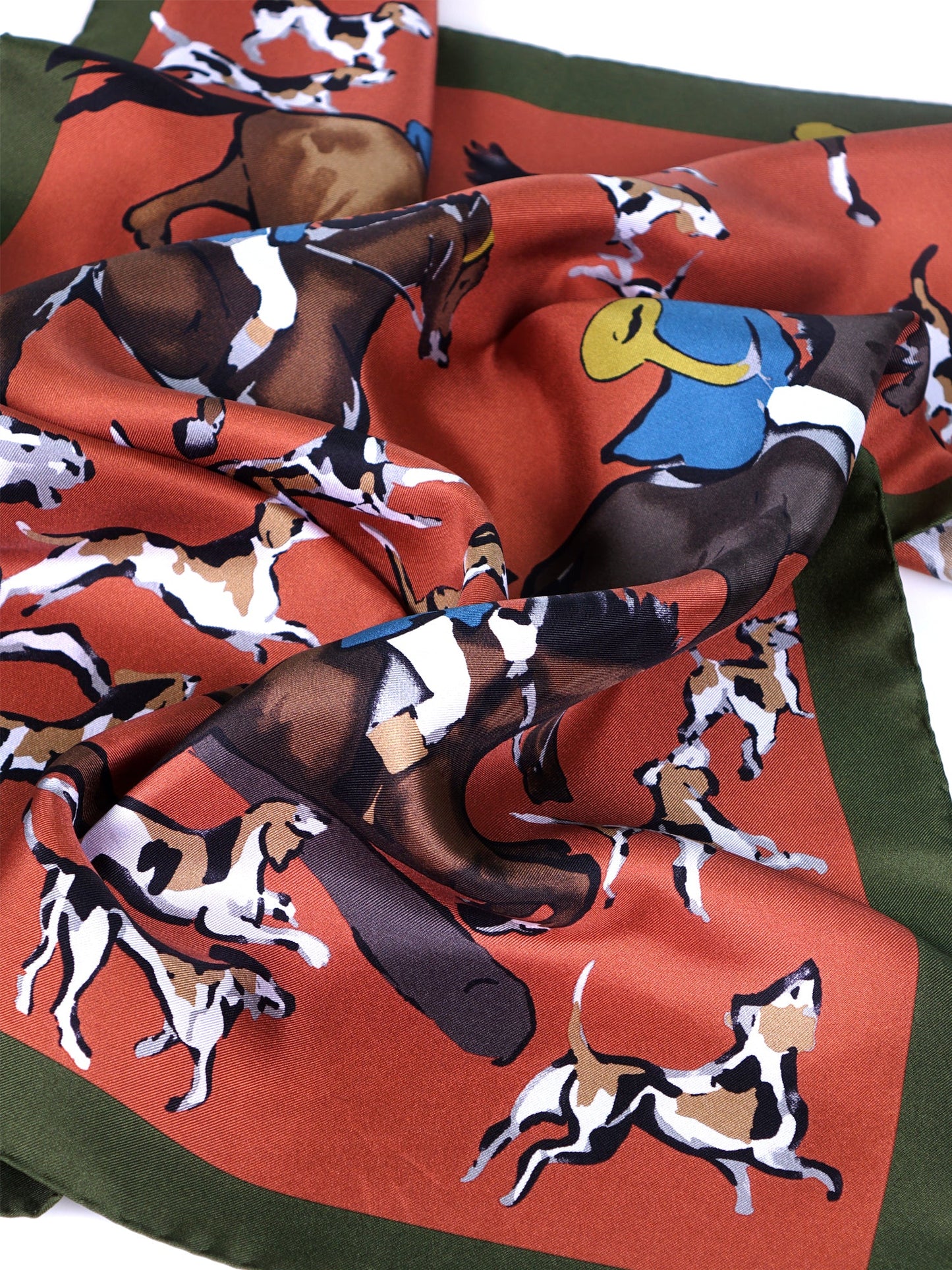 Rust Foulard 70x70cm in Printed Silk HORSES