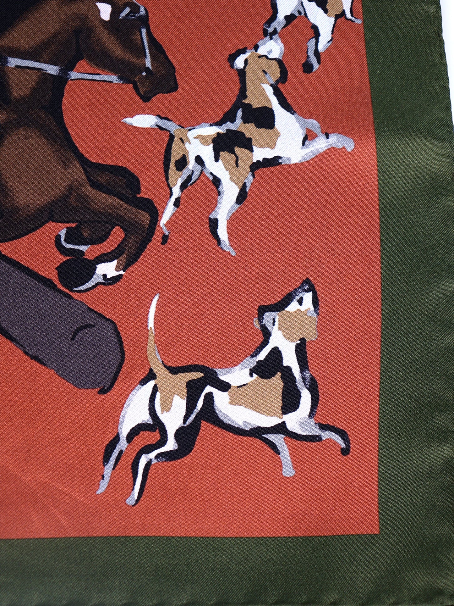 Rust Foulard 70x70cm in Printed Silk HORSES