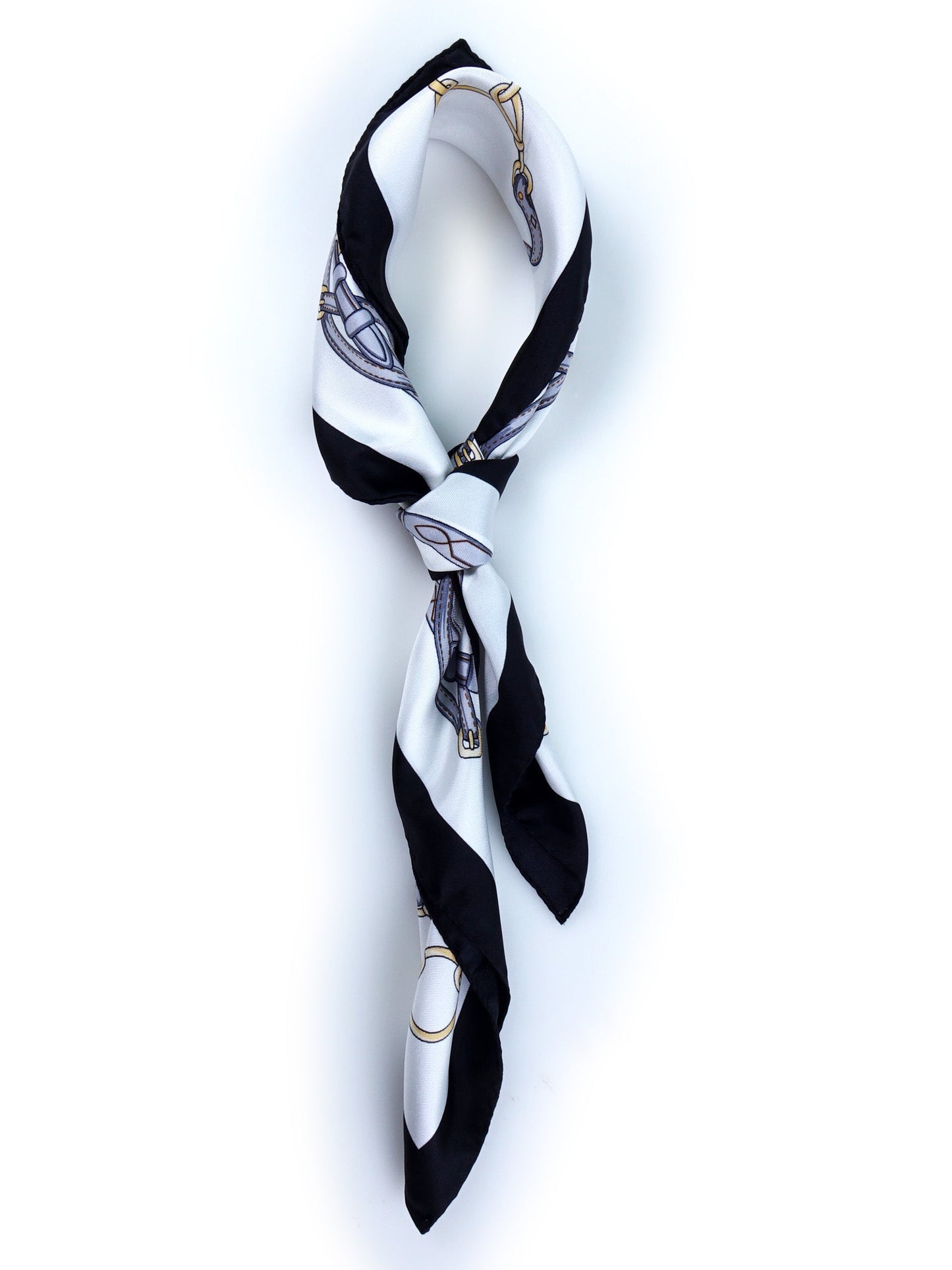 White 70x70cm Printed Silk Scarf REINS
