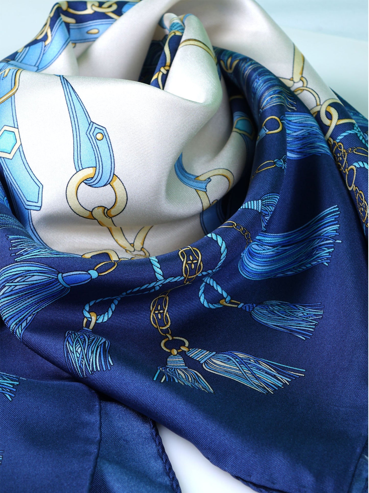 Silk foulard with Ivory Background printed CORDIN