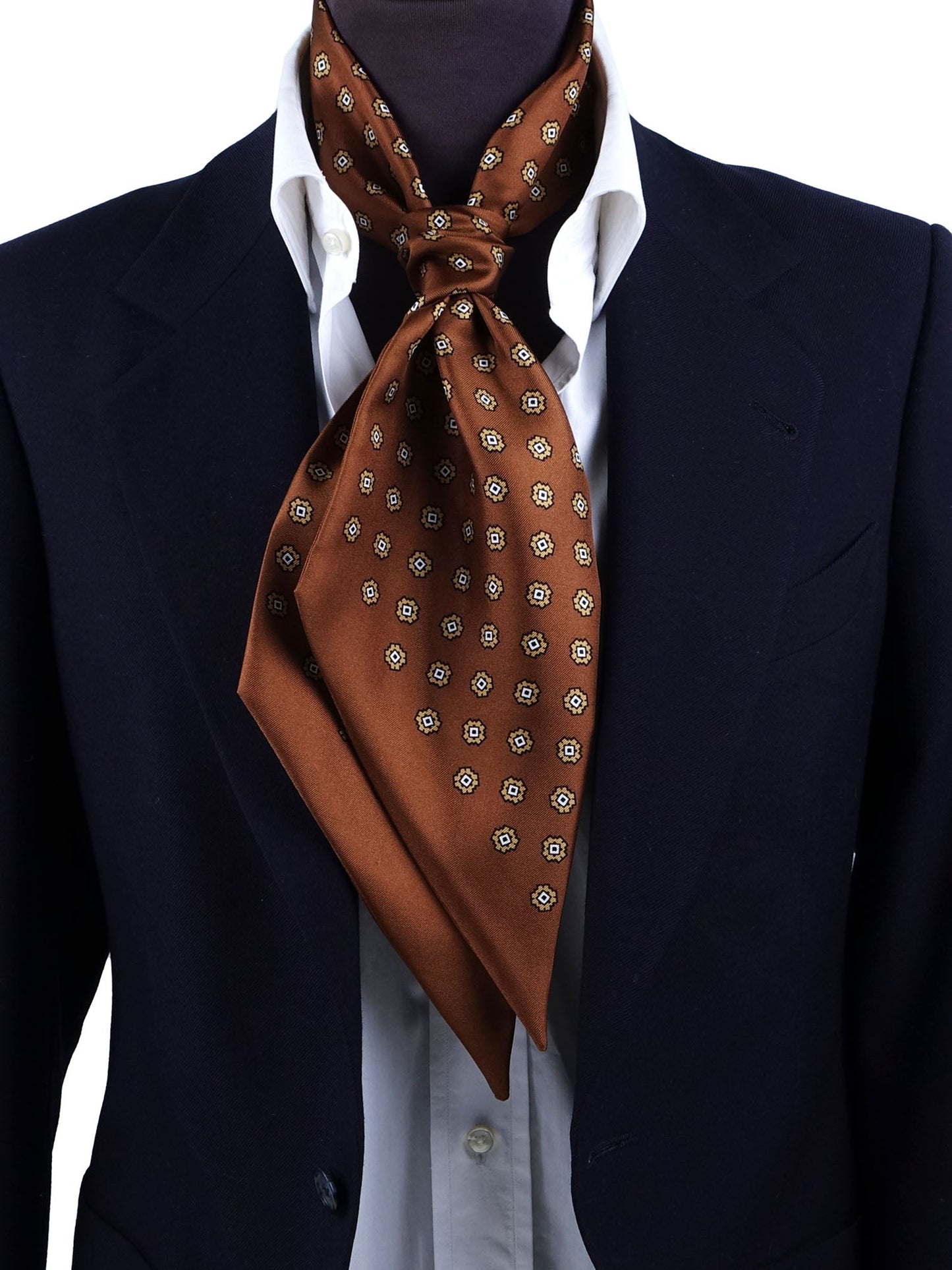 Brown Printed Silk Twilly Scarf DIANA