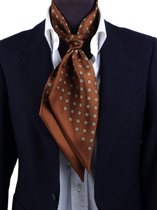 Brown Printed Silk Twilly Scarf DIANA