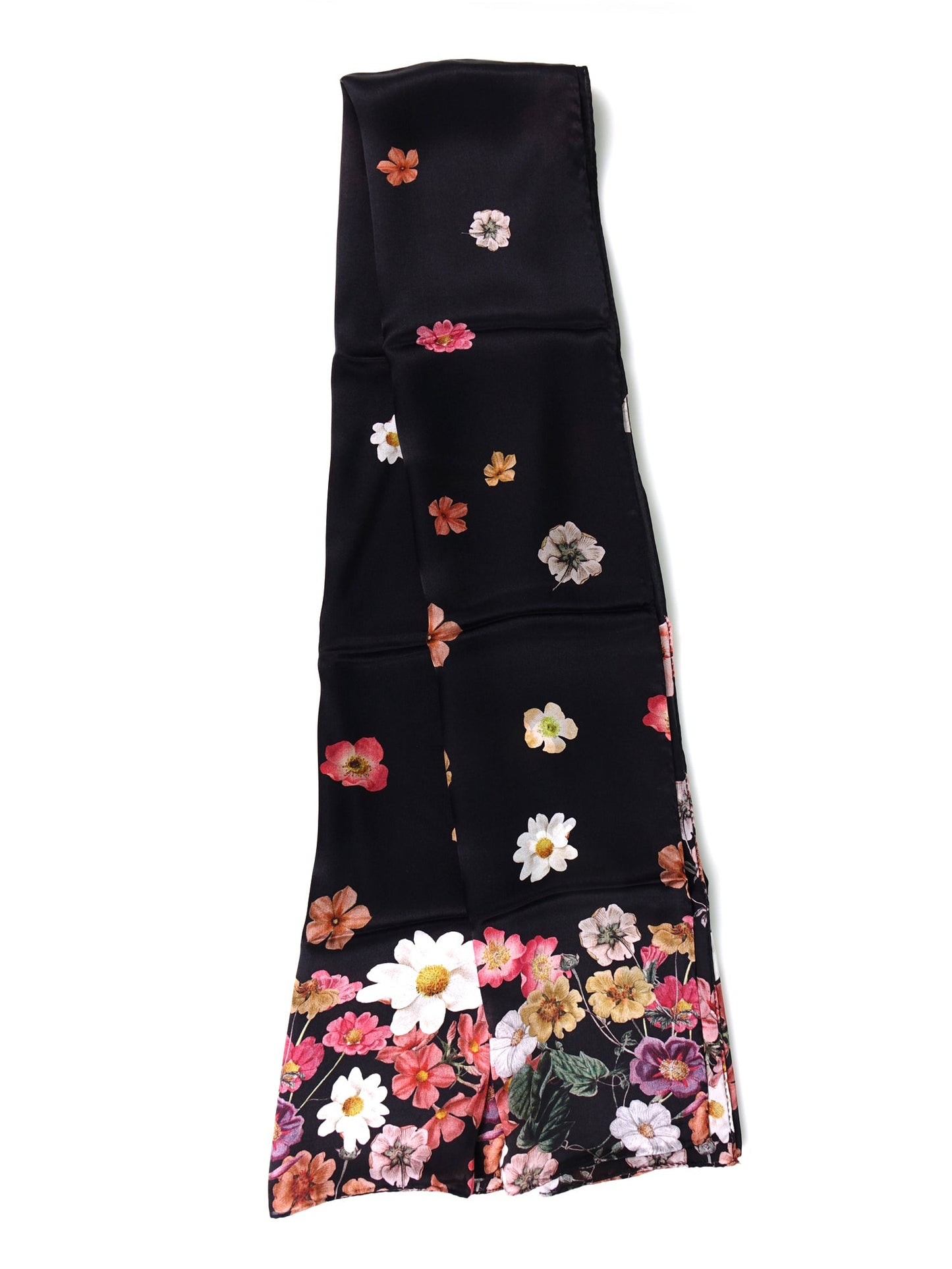 Black FLOVER Printed Pure Silk Satin Stole