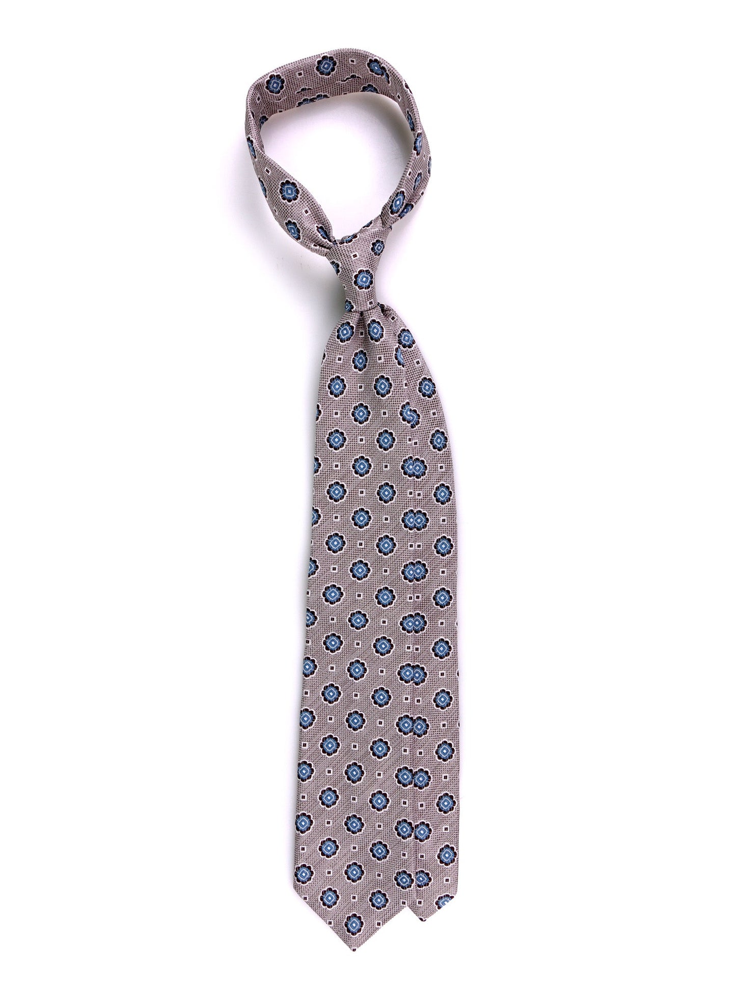 FREY brown silk/cotton 3-fold tie