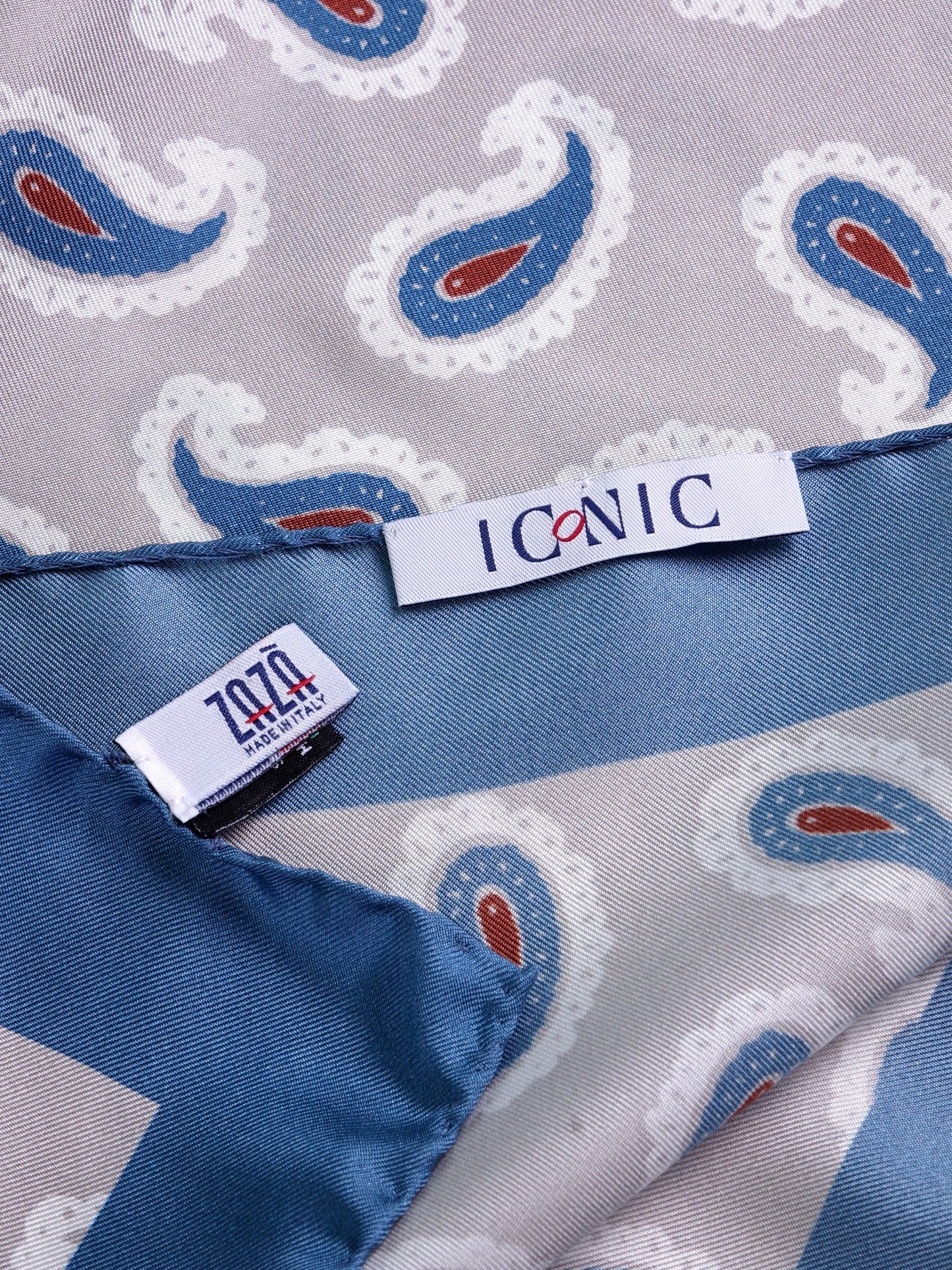 Grey XL Printed Silk Pocket Square HOPES