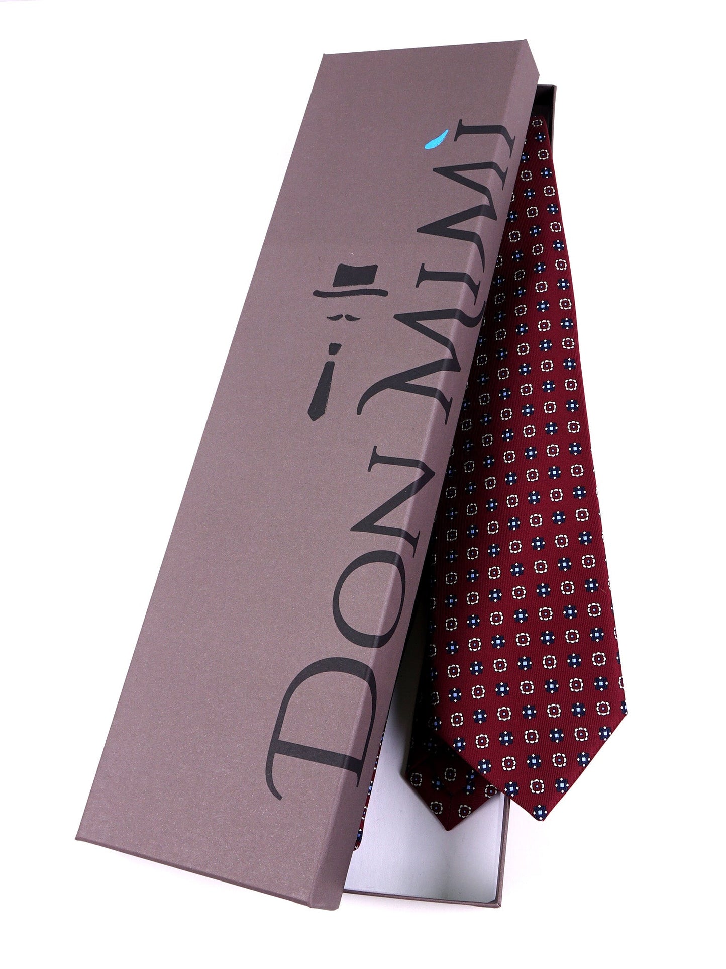 IRON 7 Folds Tie burgundy English printed silk