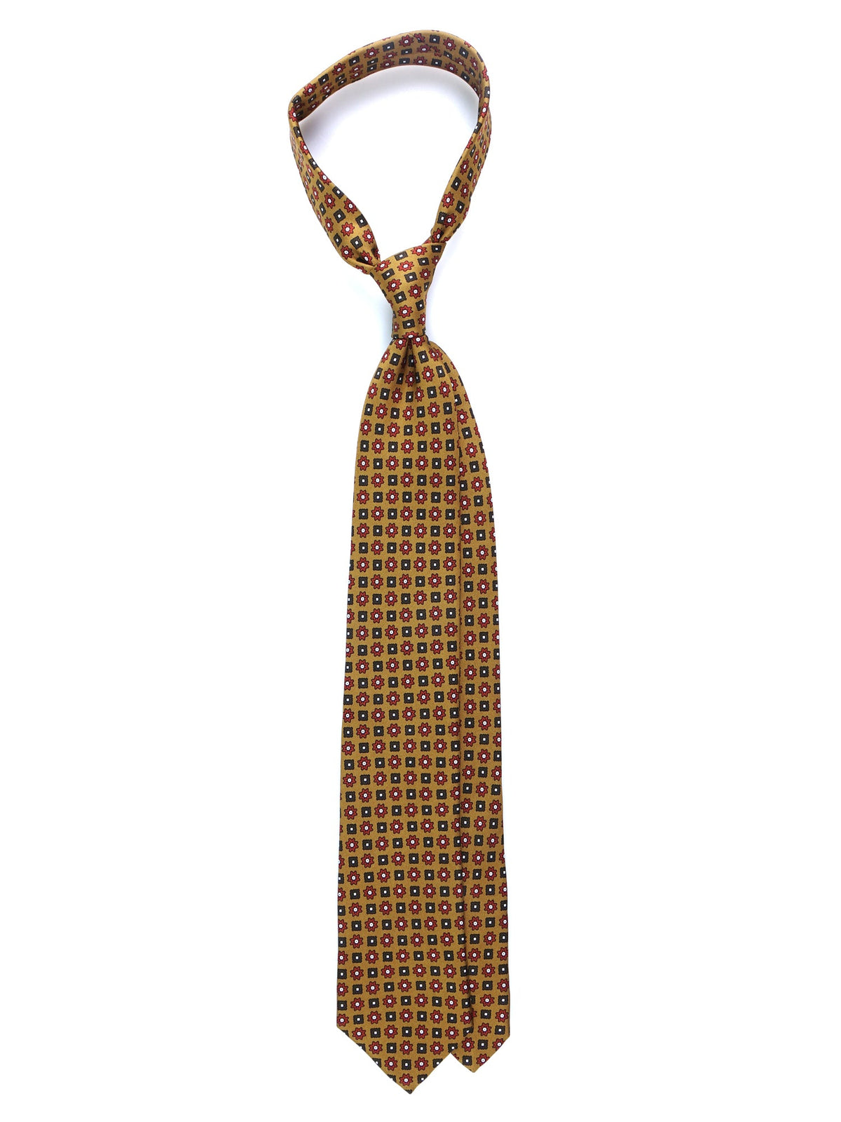 KIMIKO 3-fold tie in camel printed silk