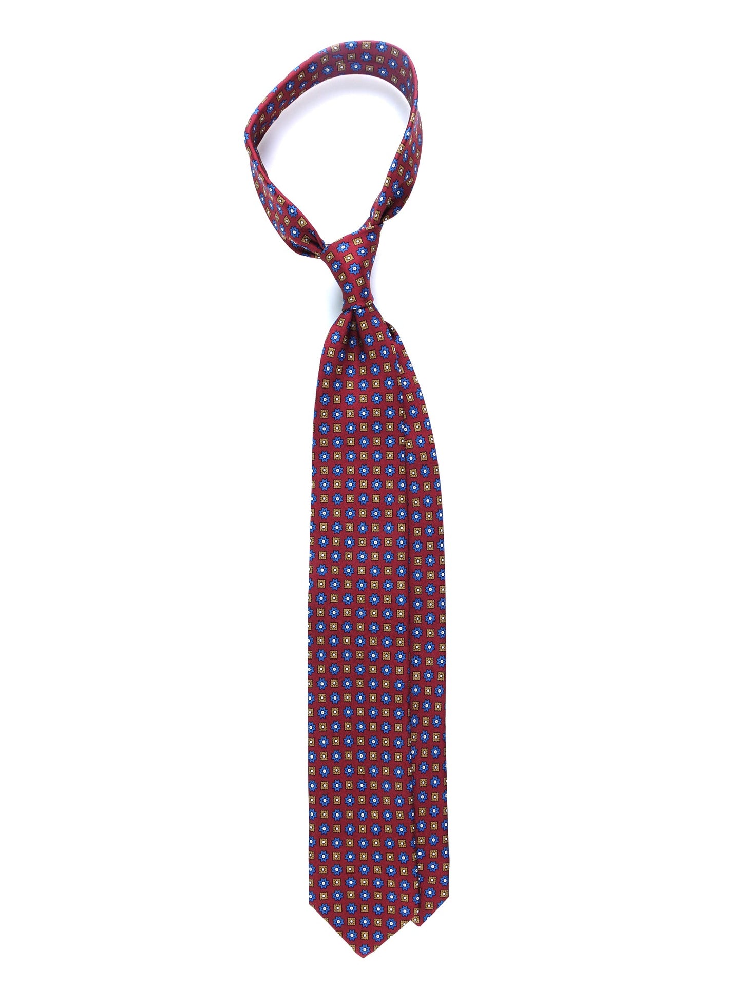 KIMIKO 3-fold printed silk tie in dark red