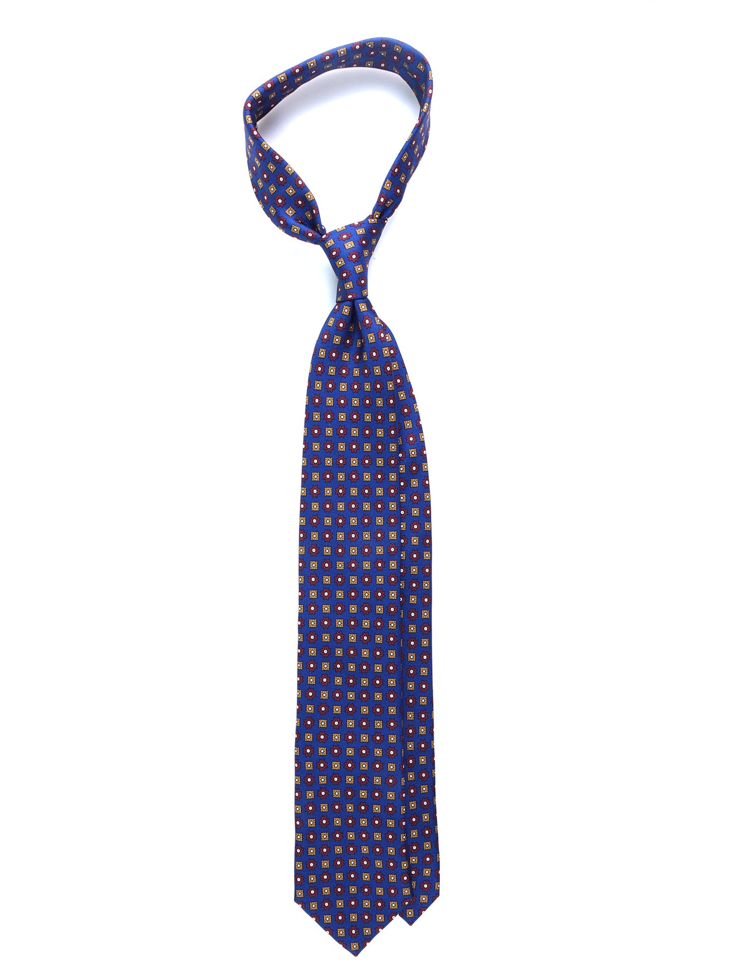 KIMIKO 3-fold tie in royal blue printed silk