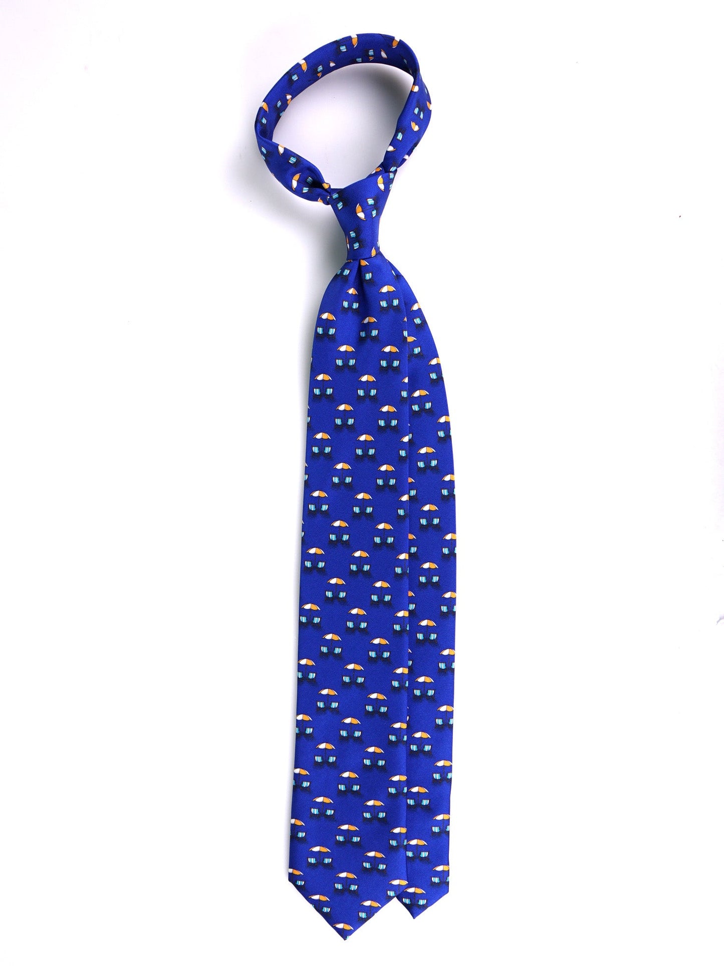 Electric blue silk twill 3-fold tie LAMPO