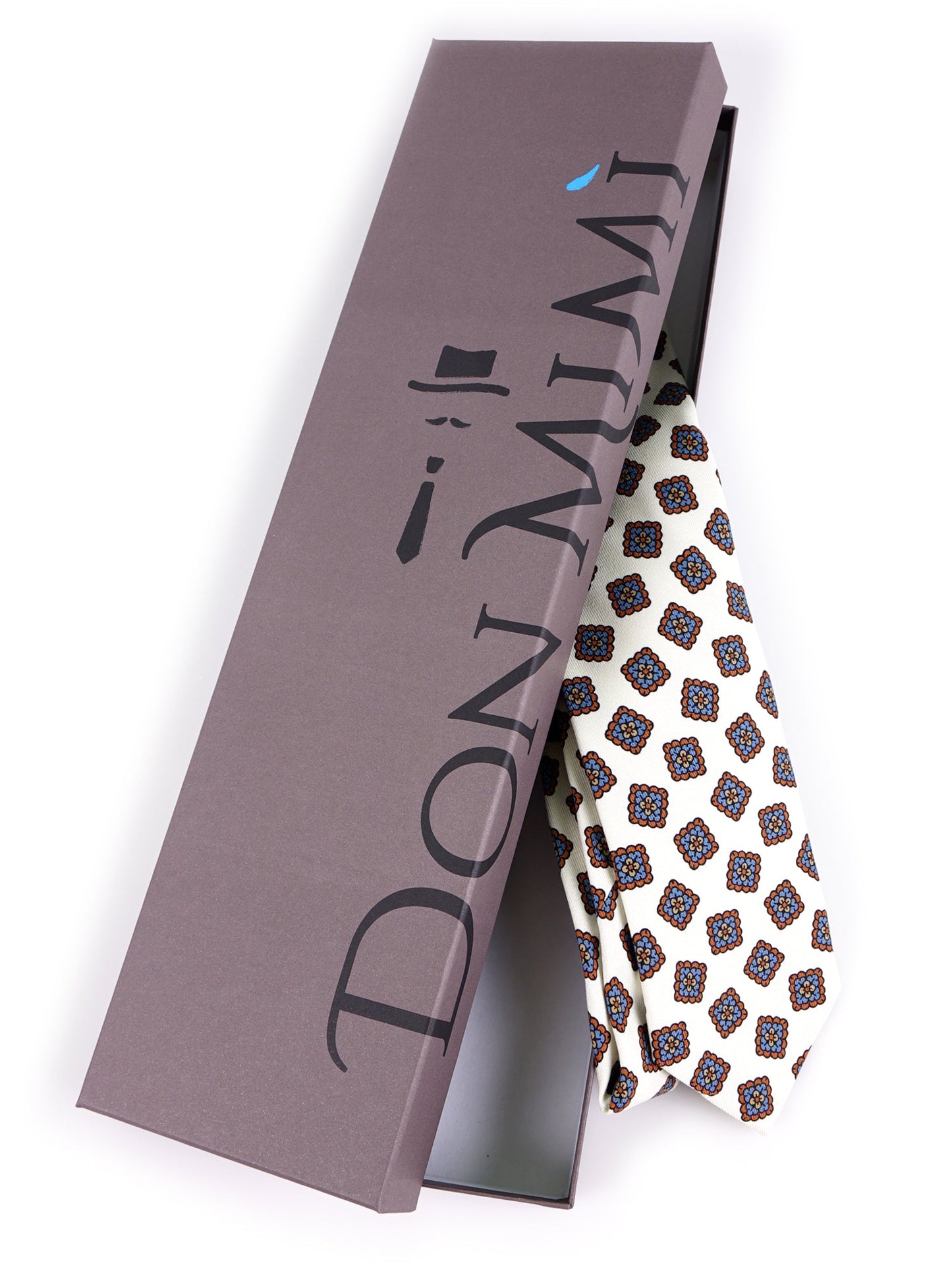 LEMBO 3 fold white madder silk tie