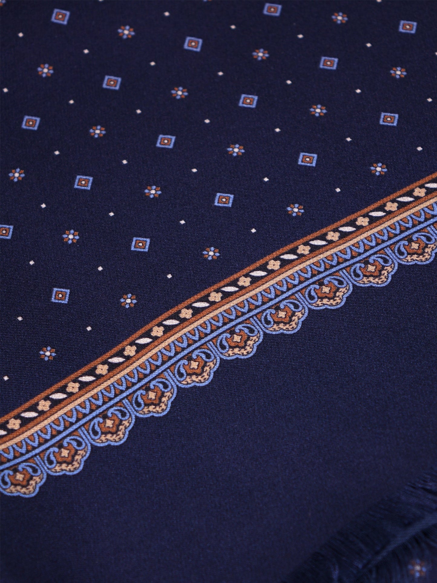 Blue MAFFEY double-faced printed silk/wool scarf