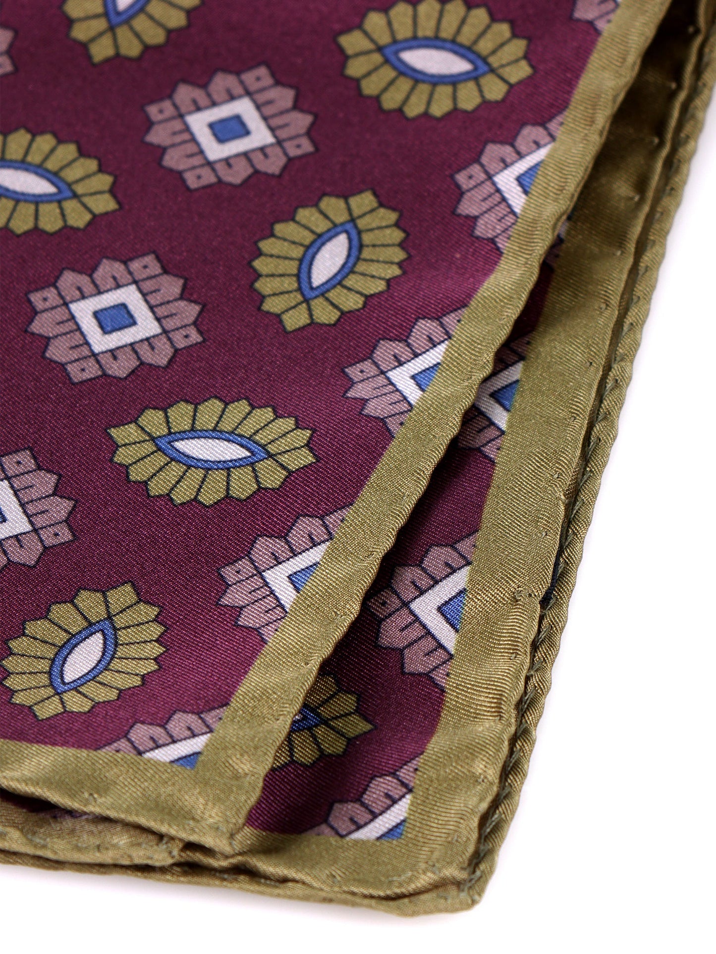 MASON Lilac Printed Silk Pocket Square