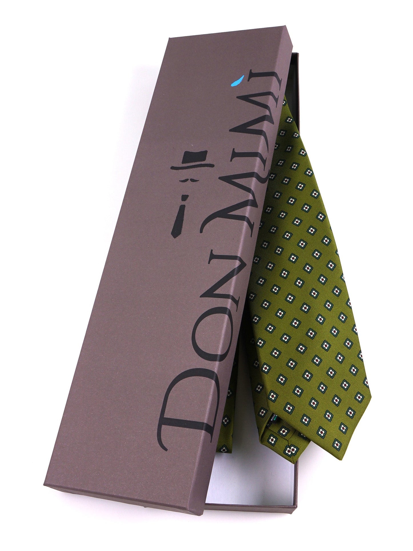 7 Folds Tie MELANIA green printed English silk