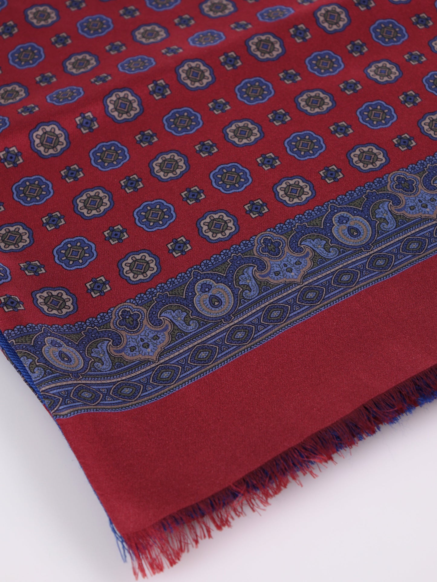 MIMOSA red printed silk/wool double-faced scarf