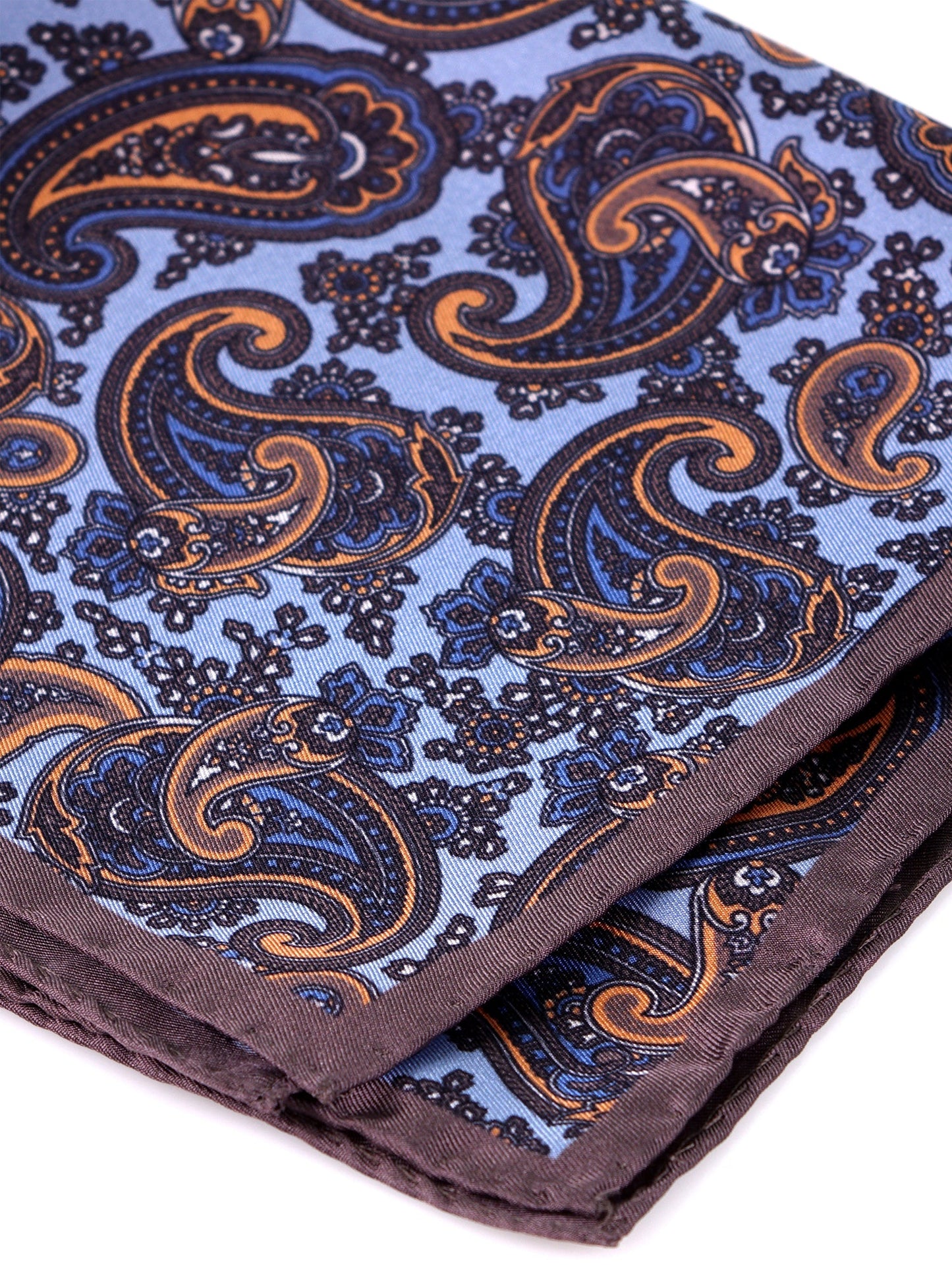 Light blue printed silk pocket square MONE'