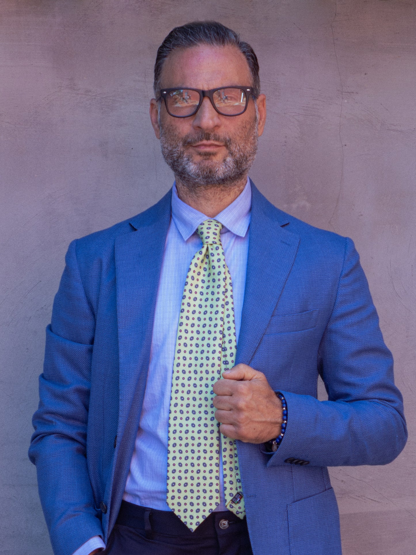 Light Green 3 Fold tie NADA in Printed English Silk