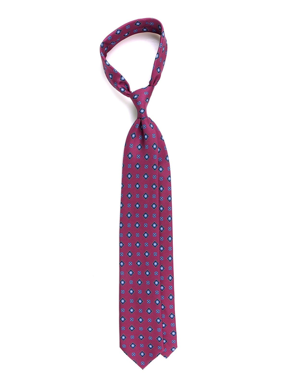 3-fold burgundy NAPOLI tie in printed silk