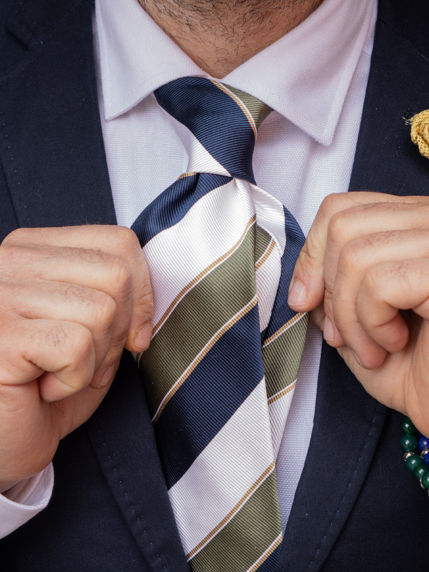 3 Fold blue/green woven silk tie NAZIKI