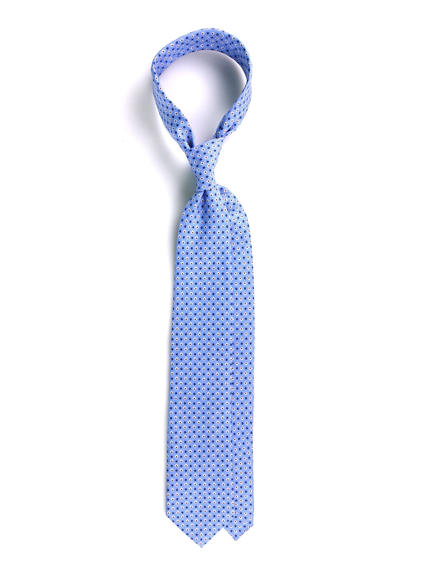3 Fold Light Blue CLOUD English Printed Silk Tie