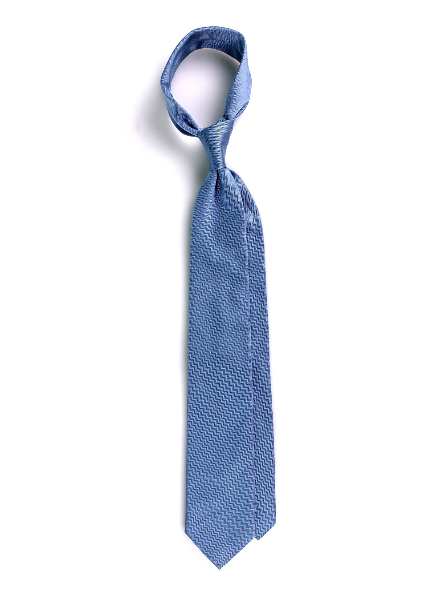 Light Blue OCEAN Jacquard Silk 3 Folds Tie