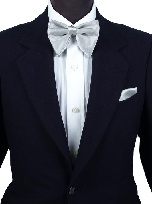Gray bow tie DROPLET pre-tied in satin silk