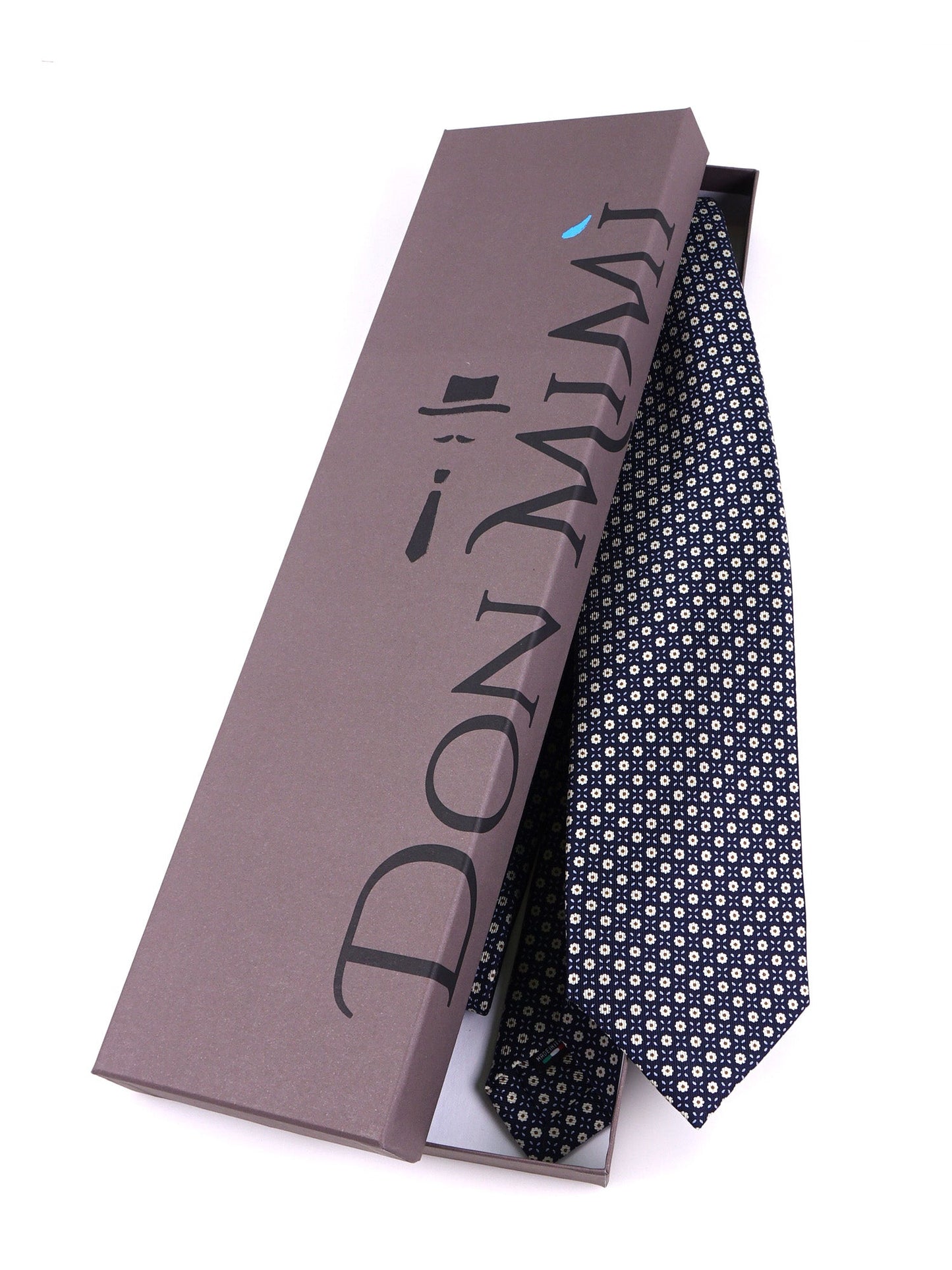 PEAK 7 Folds dark blue English printed silk tie