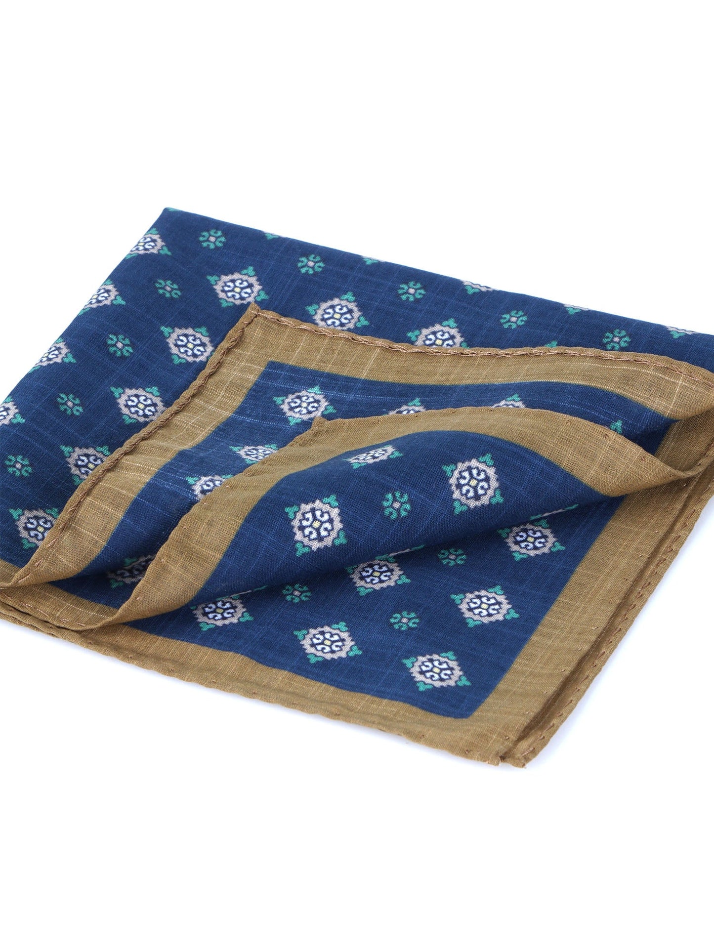 Blue/Brown Cotton Pocket Square KRISTY