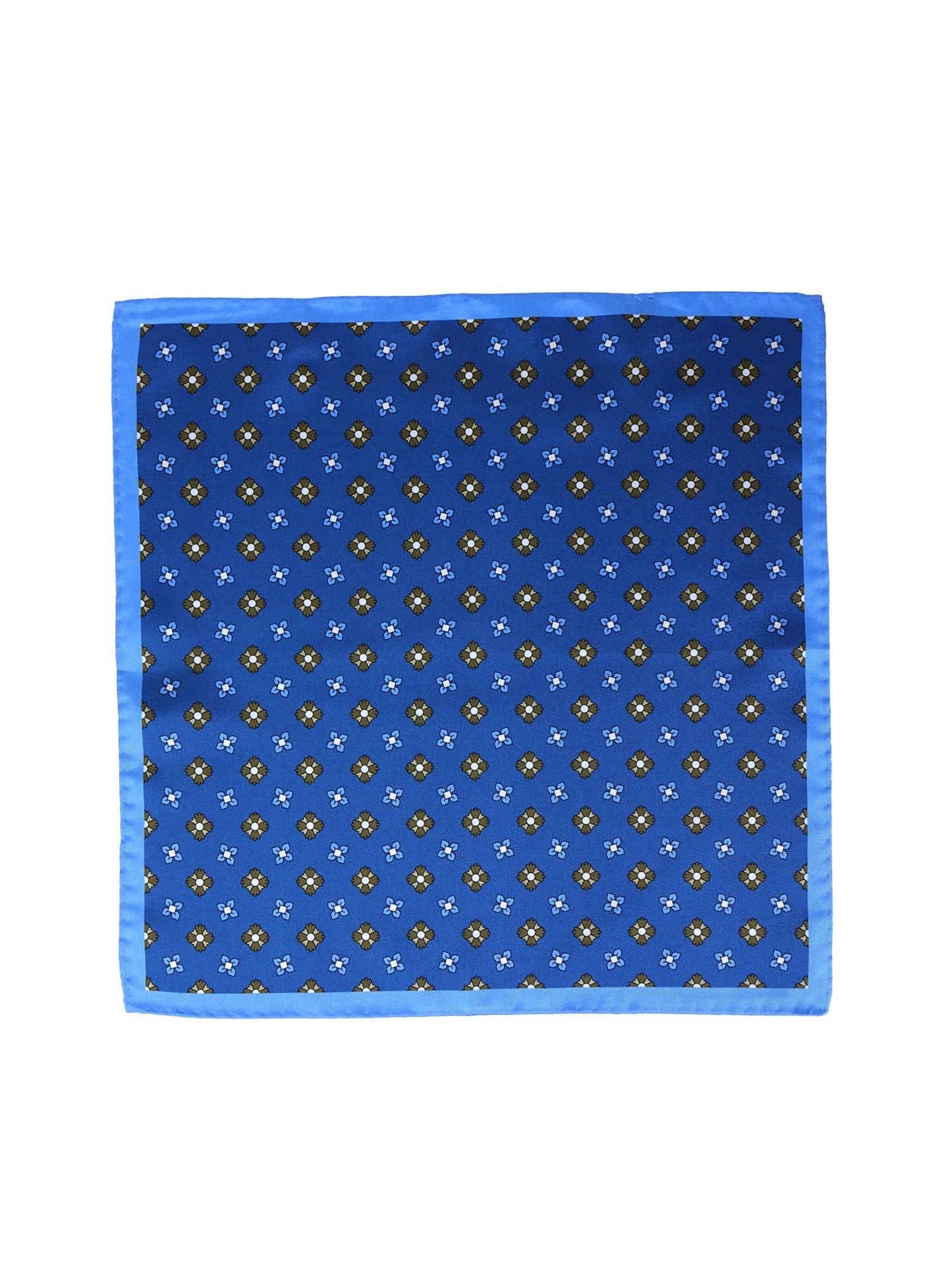 Blue airplane pocket square in pure printed silk ENEA