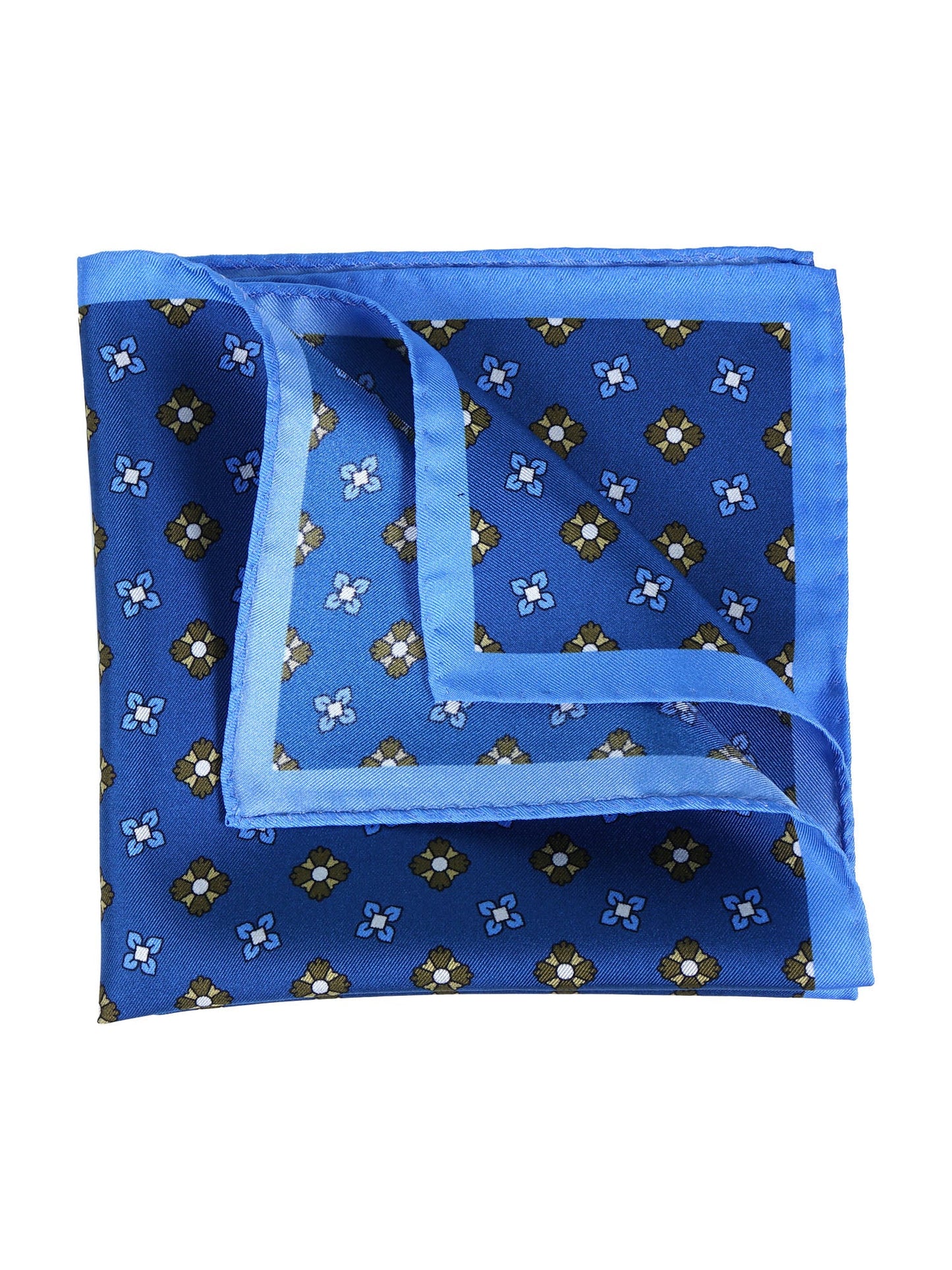 Blue airplane pocket square in pure printed silk ENEA