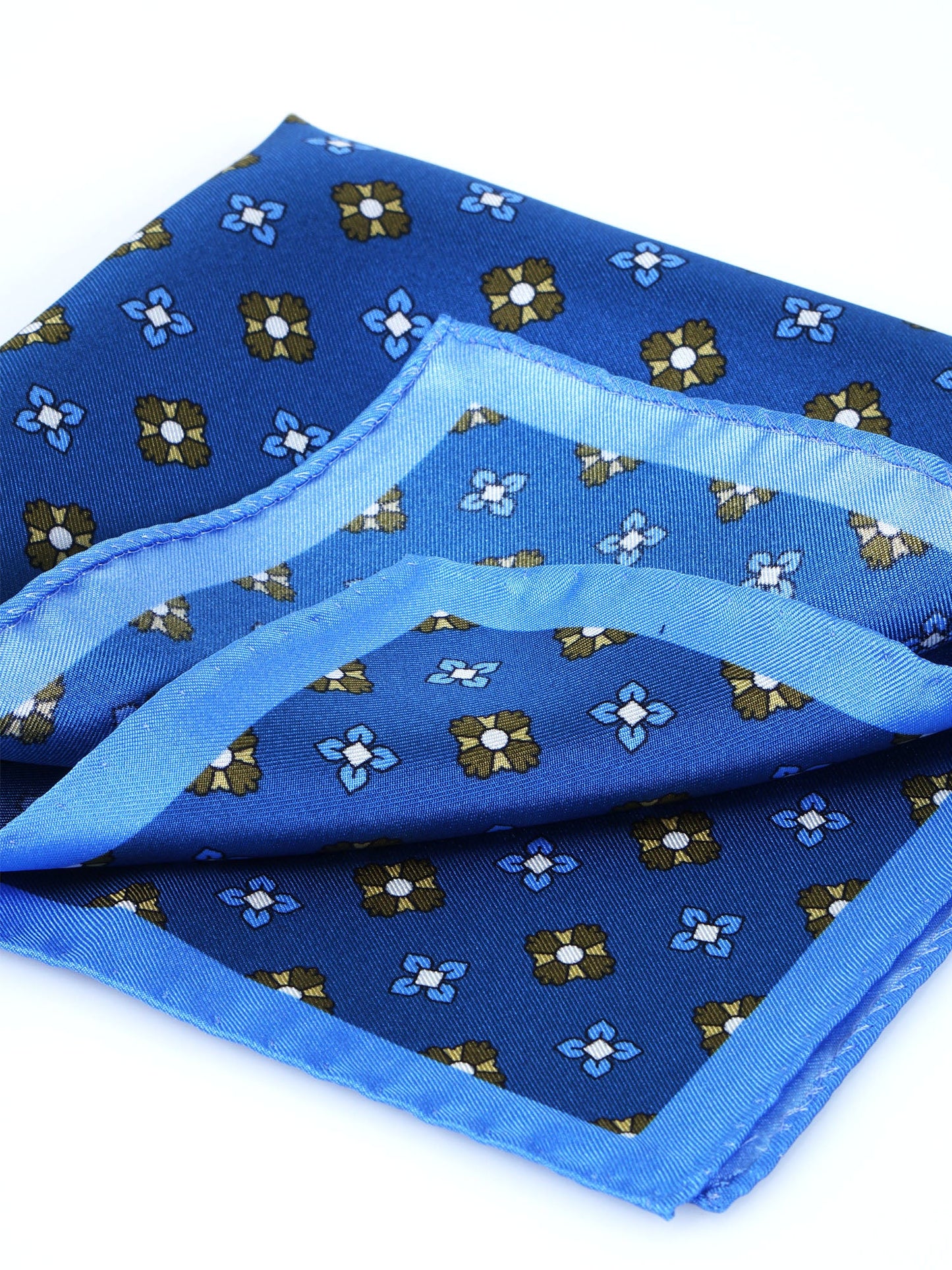 Blue airplane pocket square in pure printed silk ENEA