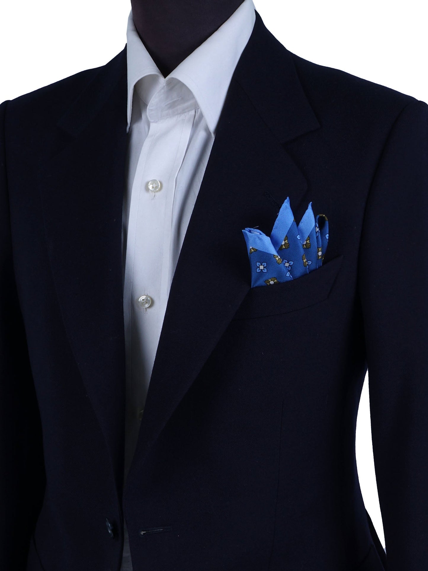 Blue airplane pocket square in pure printed silk ENEA
