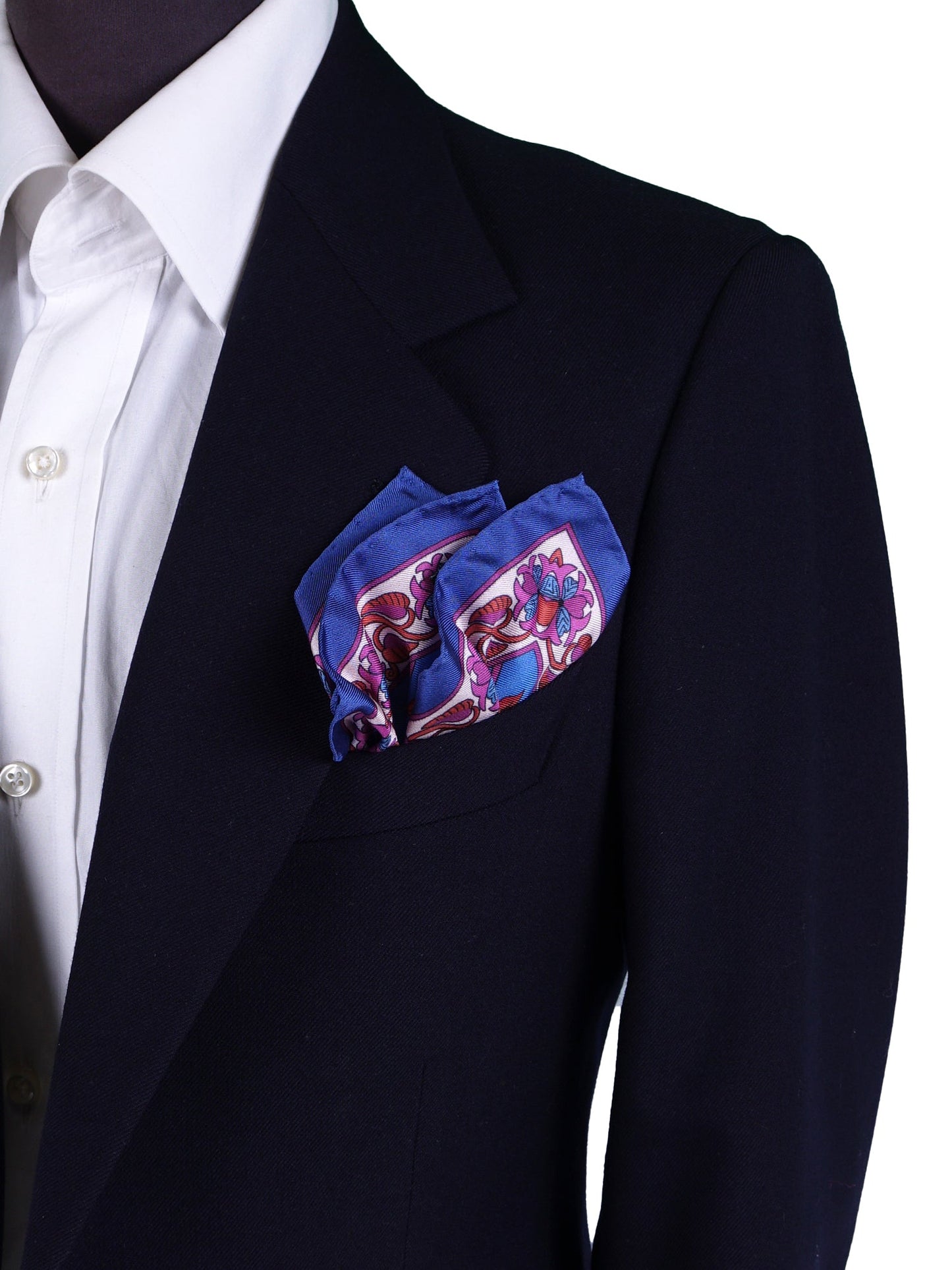 Blue pocket square in pure printed silk MONKEY