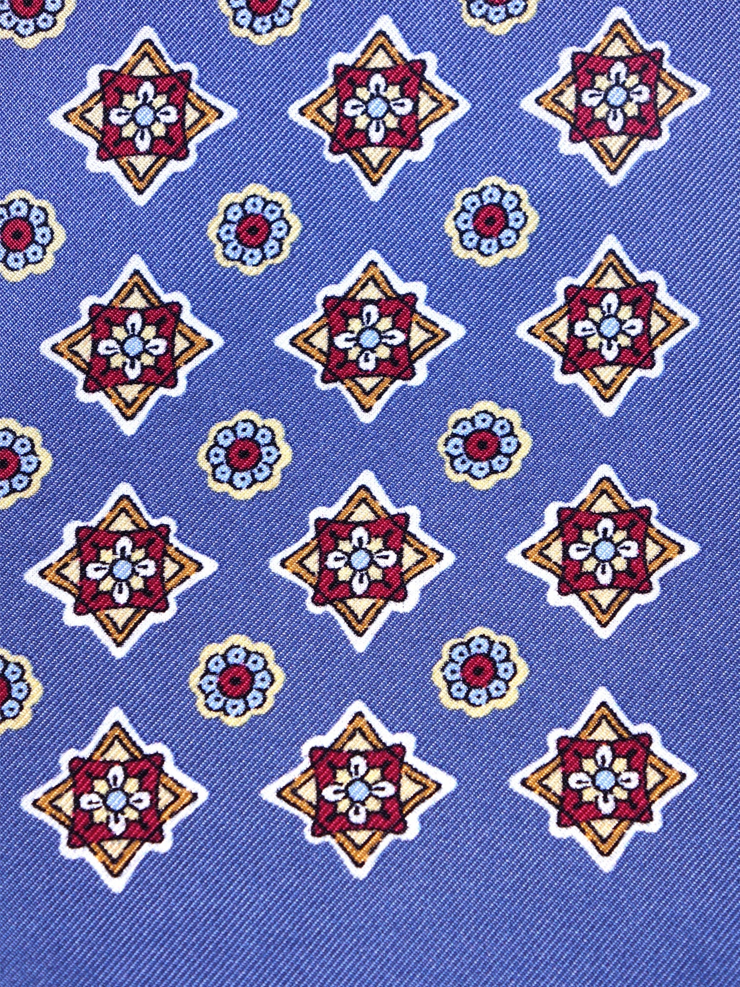 Blue Avion Pocket Square in Pure Printed Silk HOFFMAN