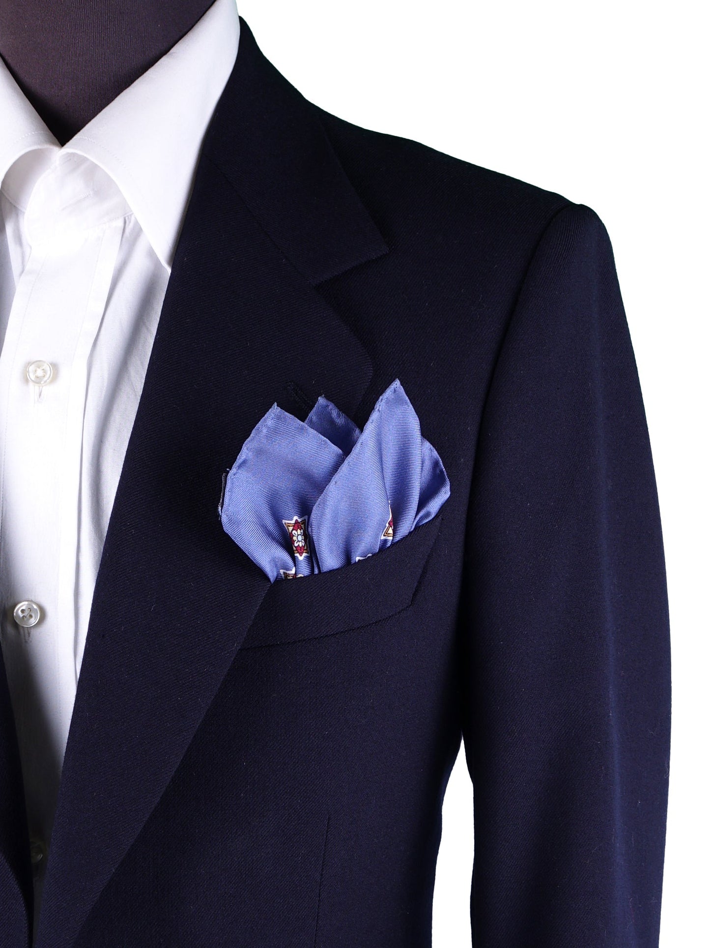 Blue Avion Pocket Square in Pure Printed Silk HOFFMAN