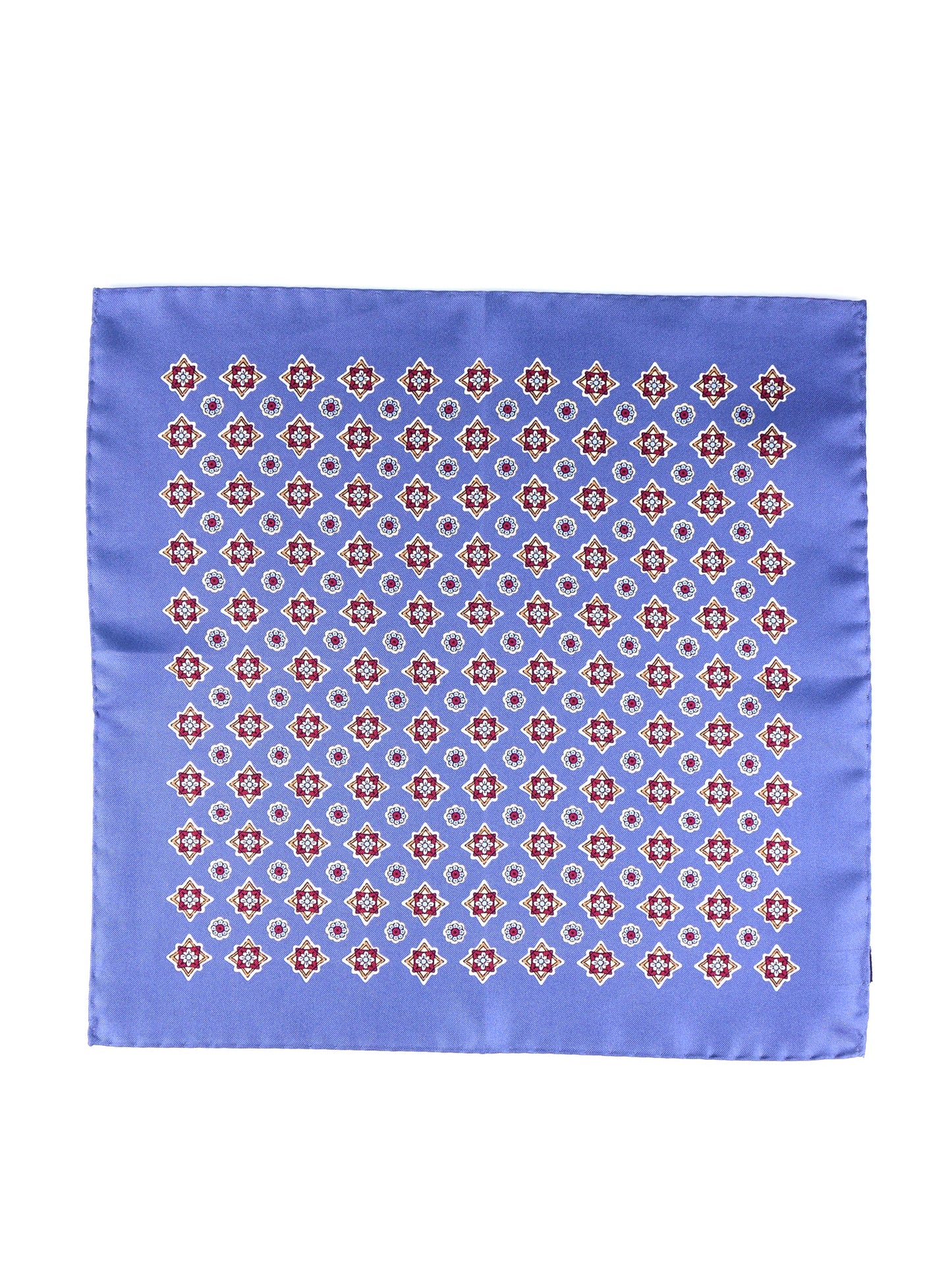 Blue Avion Pocket Square in Pure Printed Silk HOFFMAN