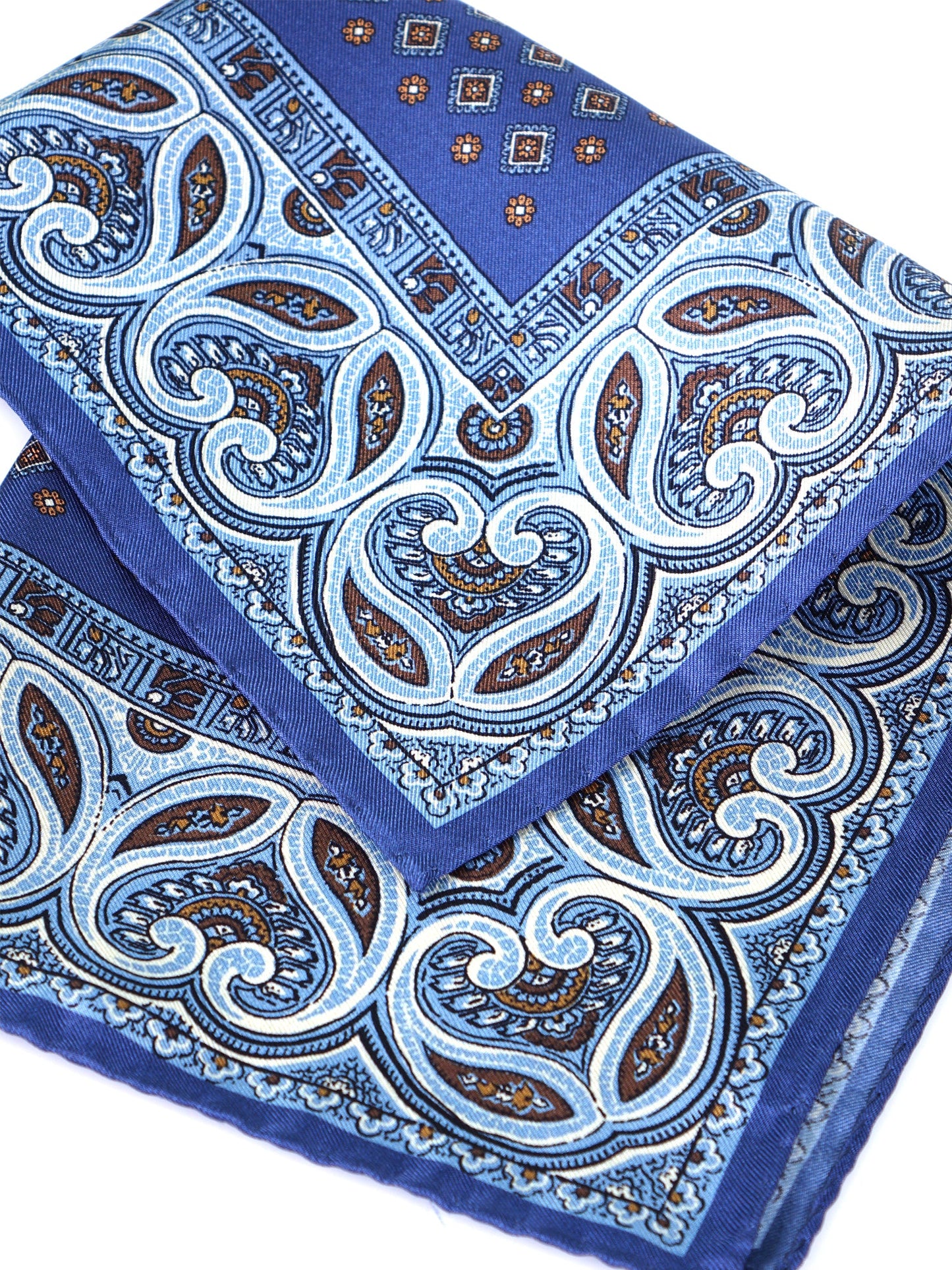 Avion Blue Pocket Square in Pure Printed Silk GAVINO