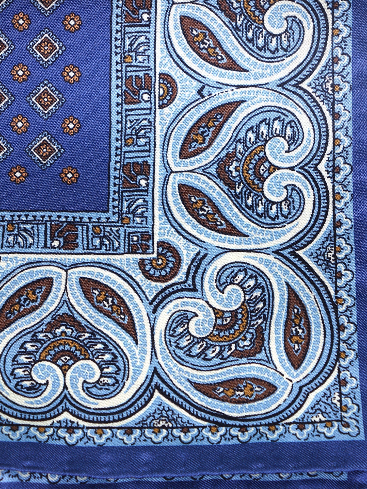 Avion Blue Pocket Square in Pure Printed Silk GAVINO