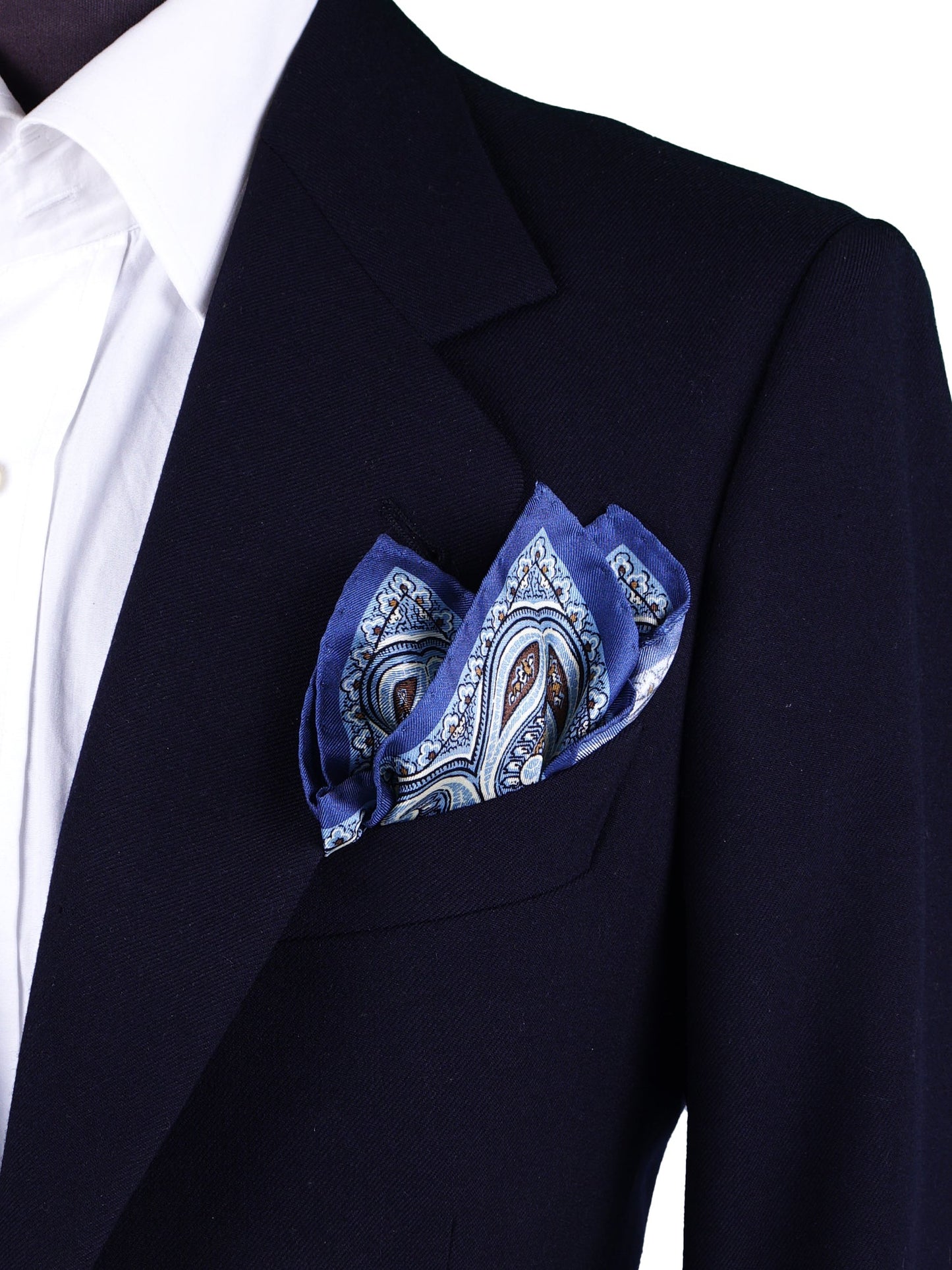 Avion Blue Pocket Square in Pure Printed Silk GAVINO