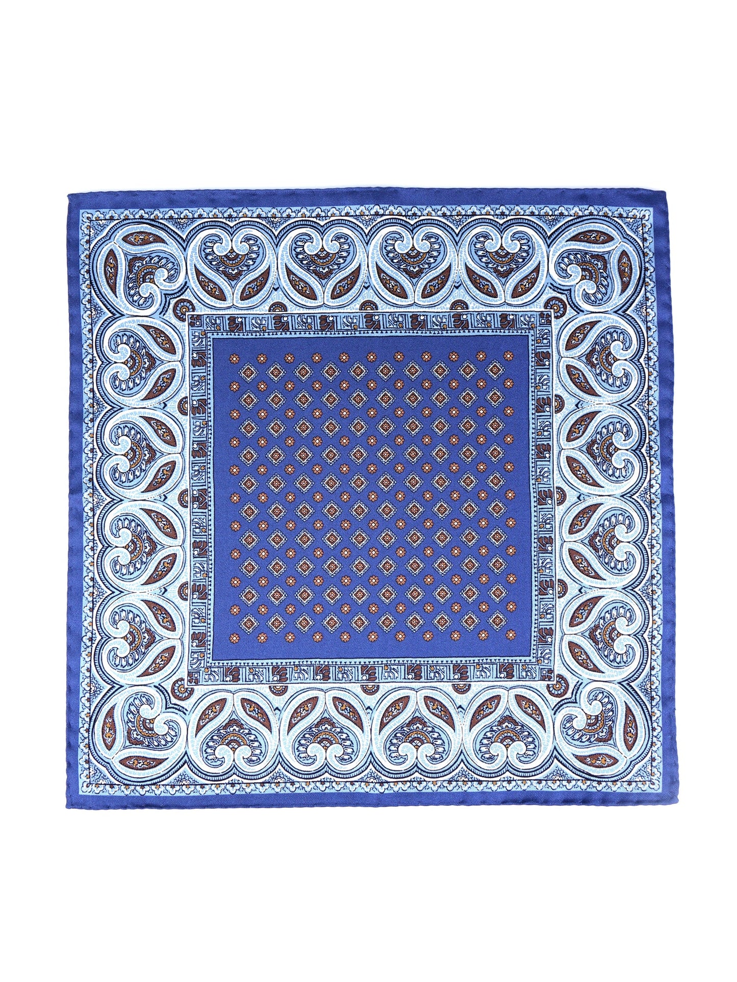 Avion Blue Pocket Square in Pure Printed Silk GAVINO
