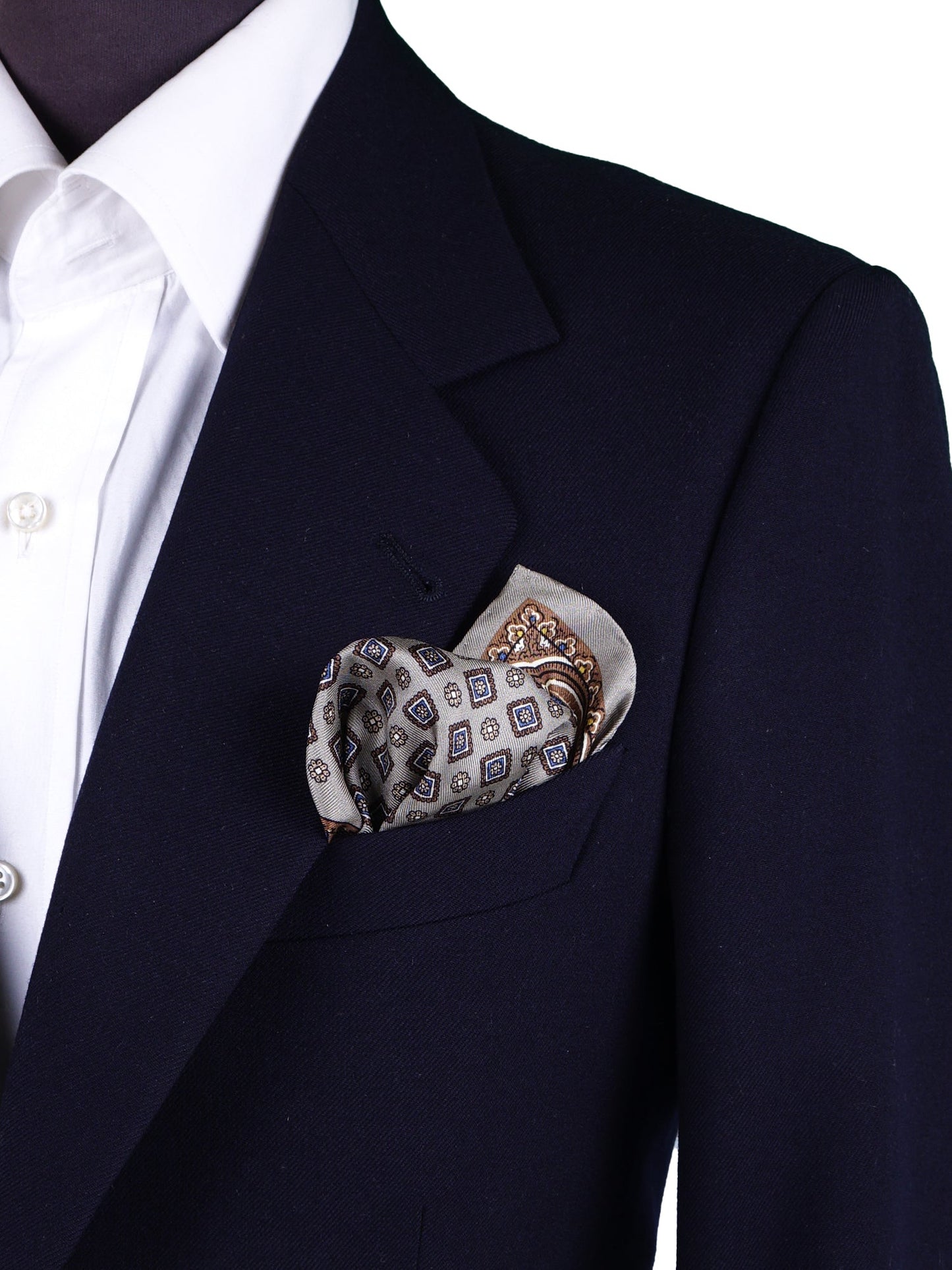 Beige Pocket Square in Pure Printed Silk GAVINO