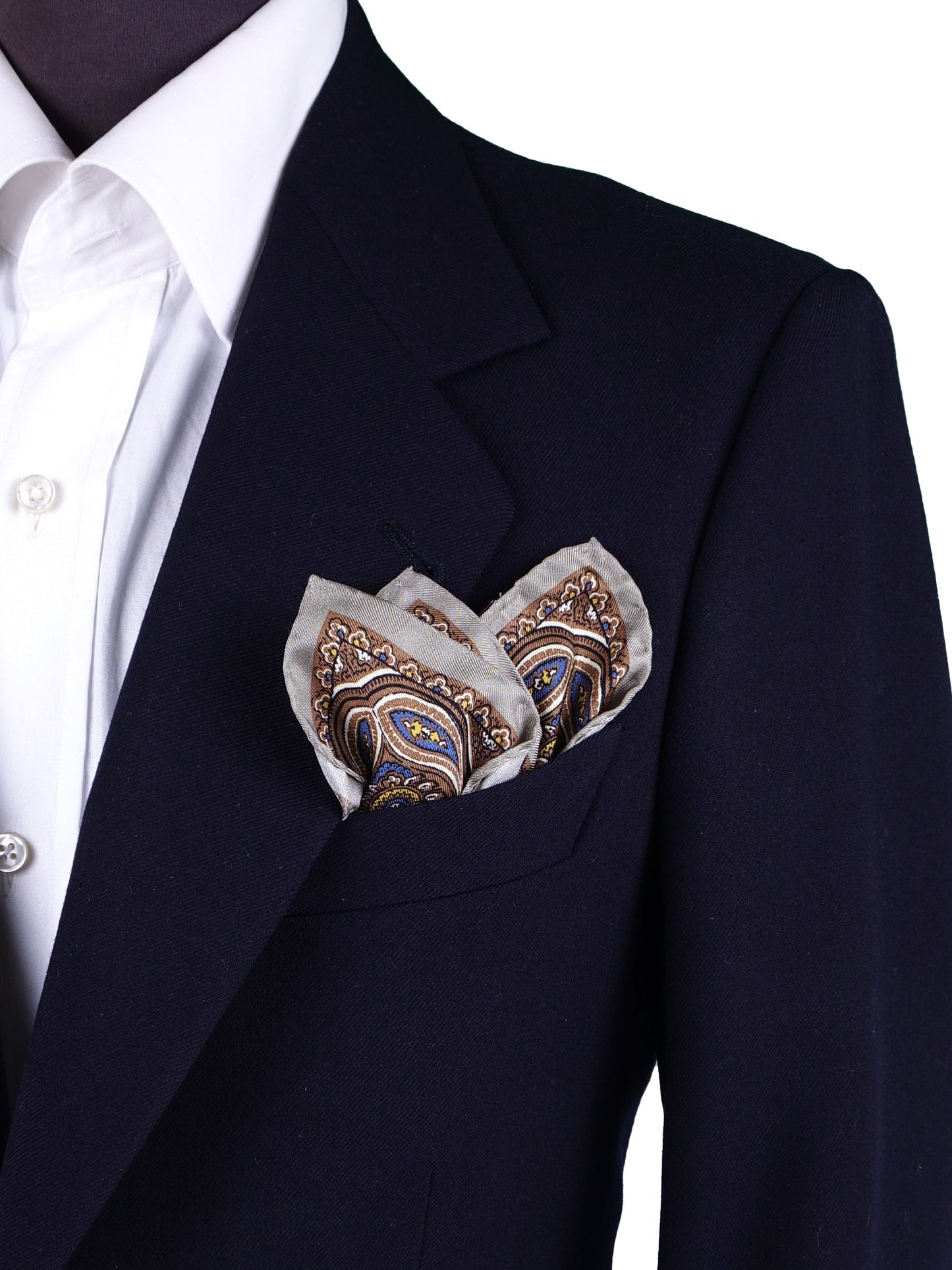 Beige Pocket Square in Pure Printed Silk GAVINO