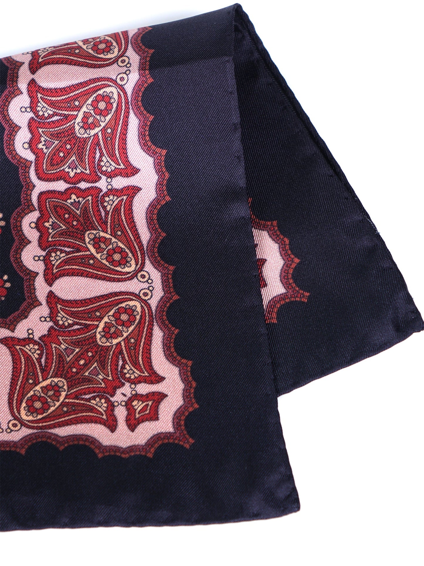 Black Pocket Square in Pure Printed Silk ROMILDO