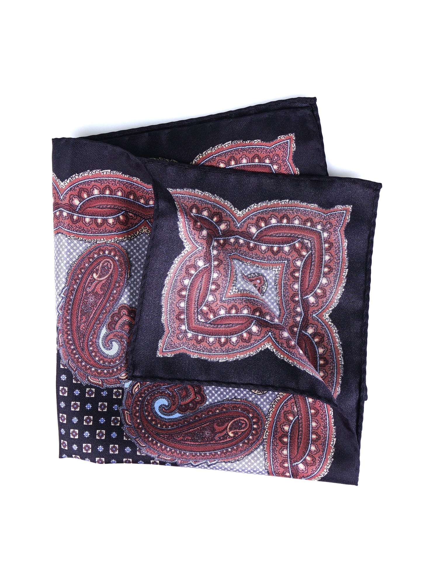 Black Pocket Square in Pure Printed Silk NICOLO'