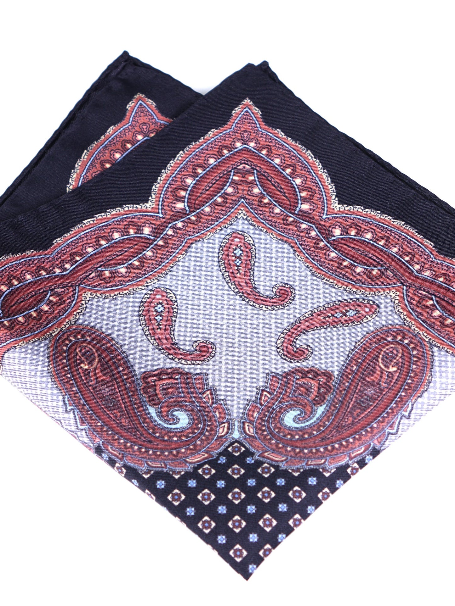 Black Pocket Square in Pure Printed Silk NICOLO'