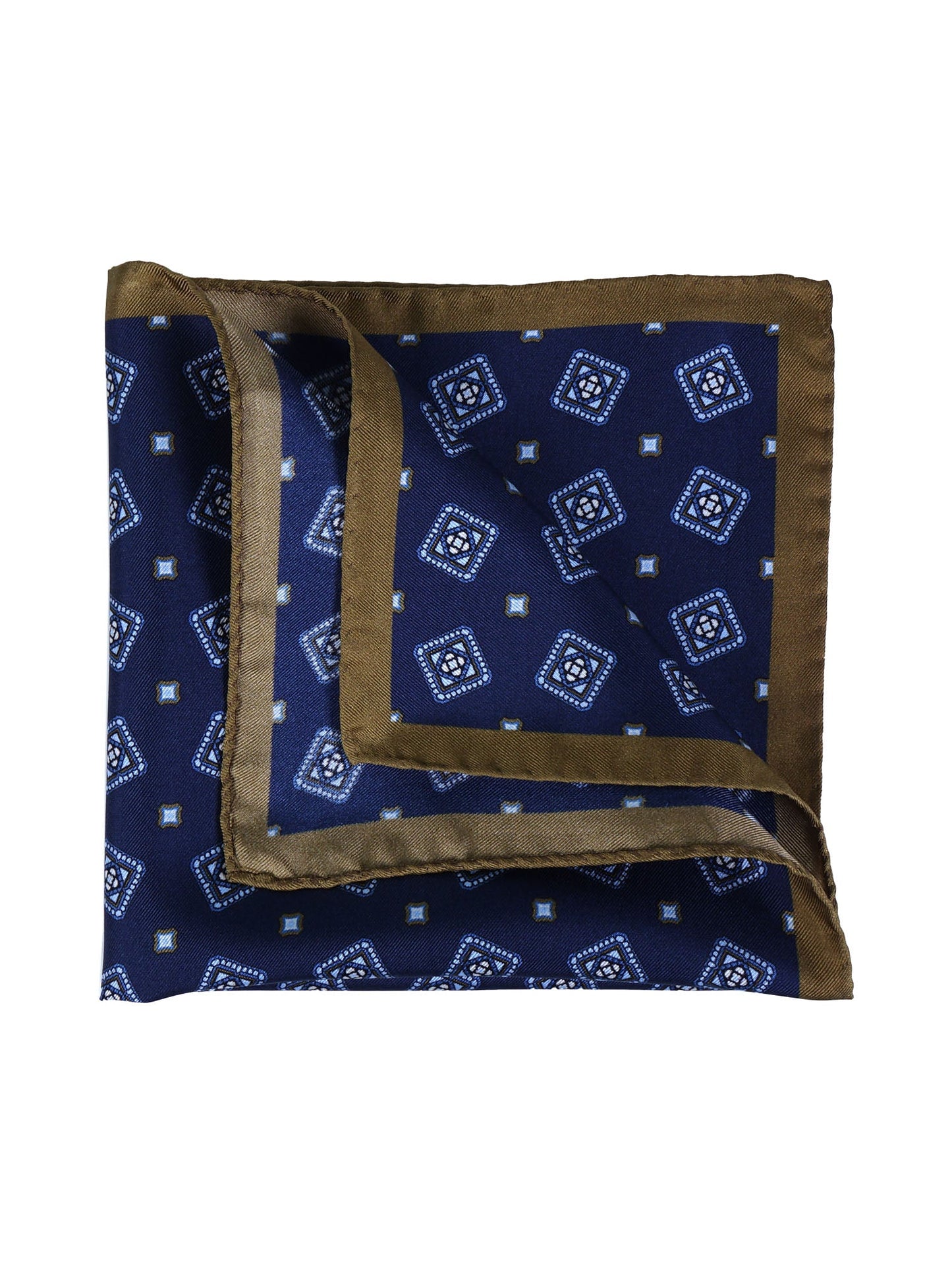 Blue Printed Silk Pocket Square ELIA