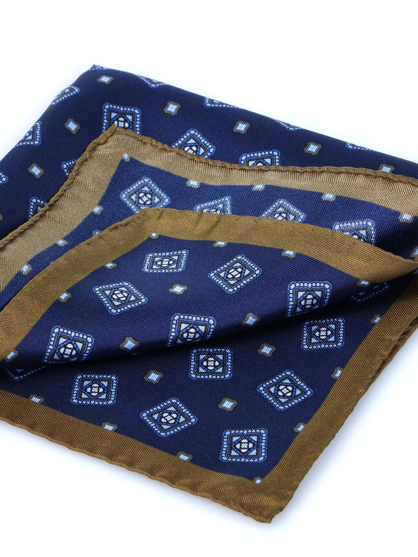Blue Printed Silk Pocket Square ELIA