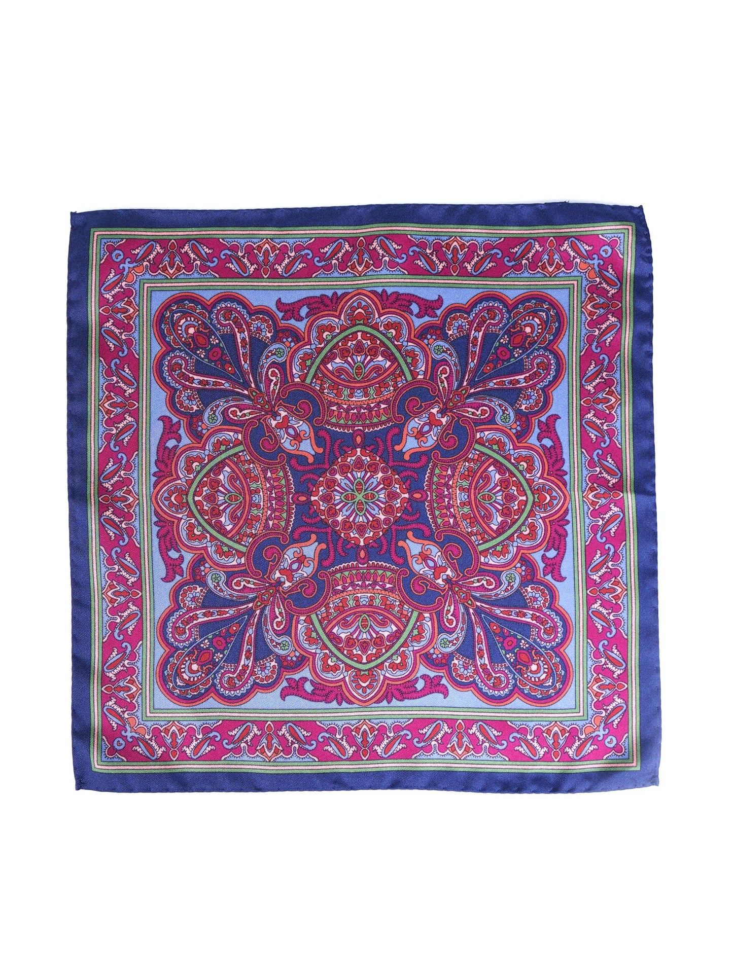 Blue Pocket Square in Pure Printed Silk FABIO