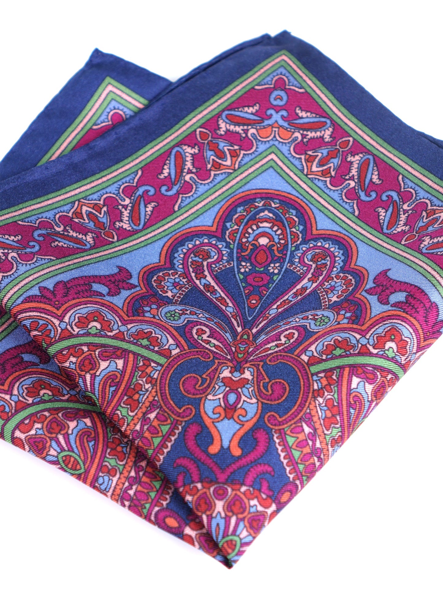 Blue Pocket Square in Pure Printed Silk FABIO